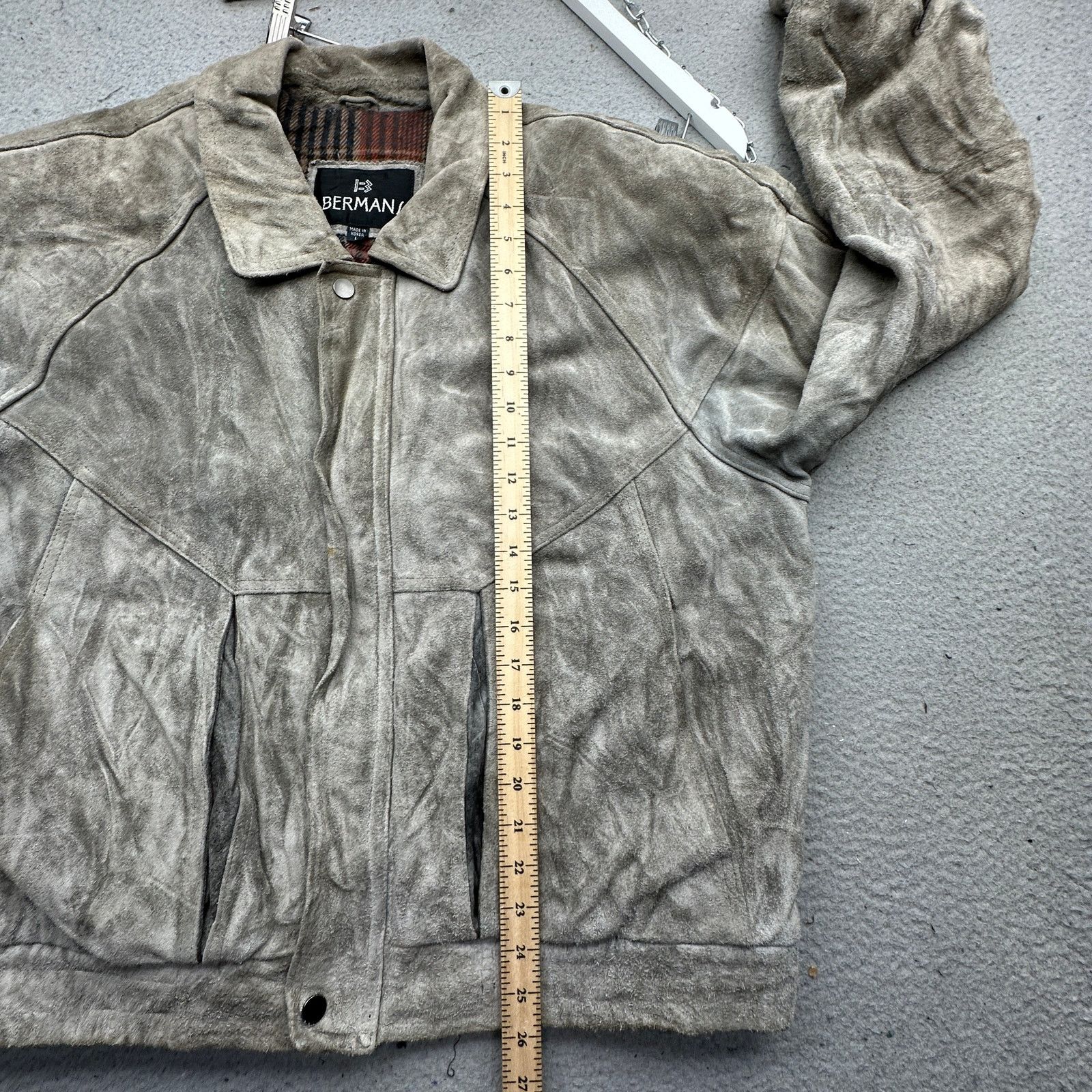 Other VTG Bermans Suede Leather Bomber Jacket Men Large Gray Lined Size US L / EU 52-54 / 3 - 6 Thumbnail