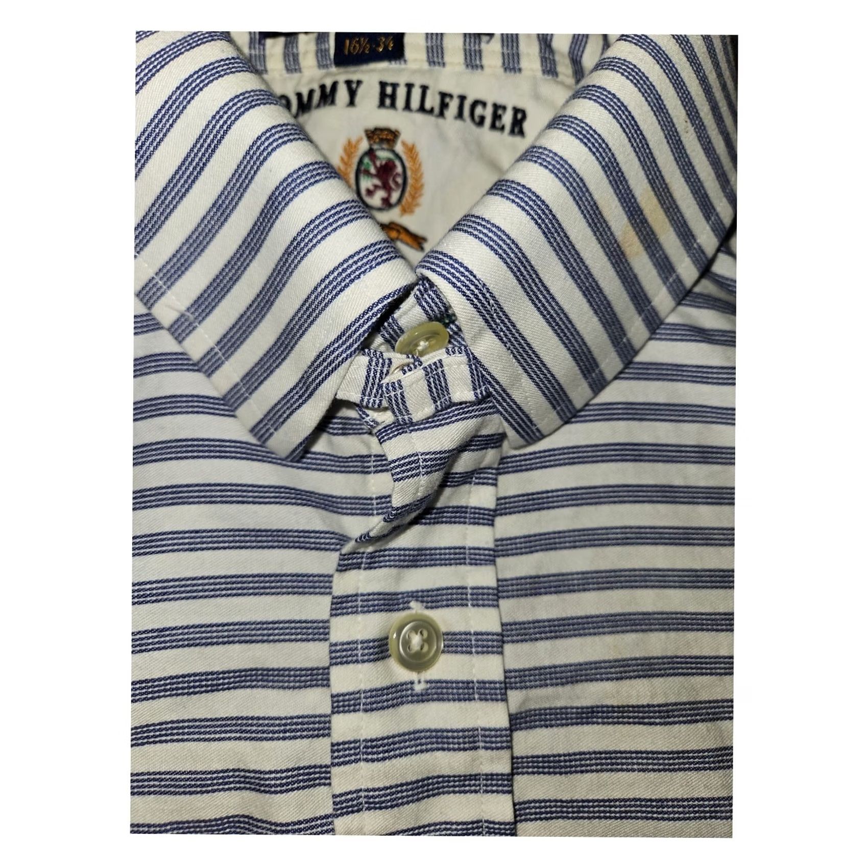 Tommy Hilfiger VINTAGE Tommy Hilfiger Button Up Shirt Mens 34 50 Chest White Striped 90s Retro Classic Casual Business Mens Size US S / EU 44-46 / 1 - 5 Thumbnail