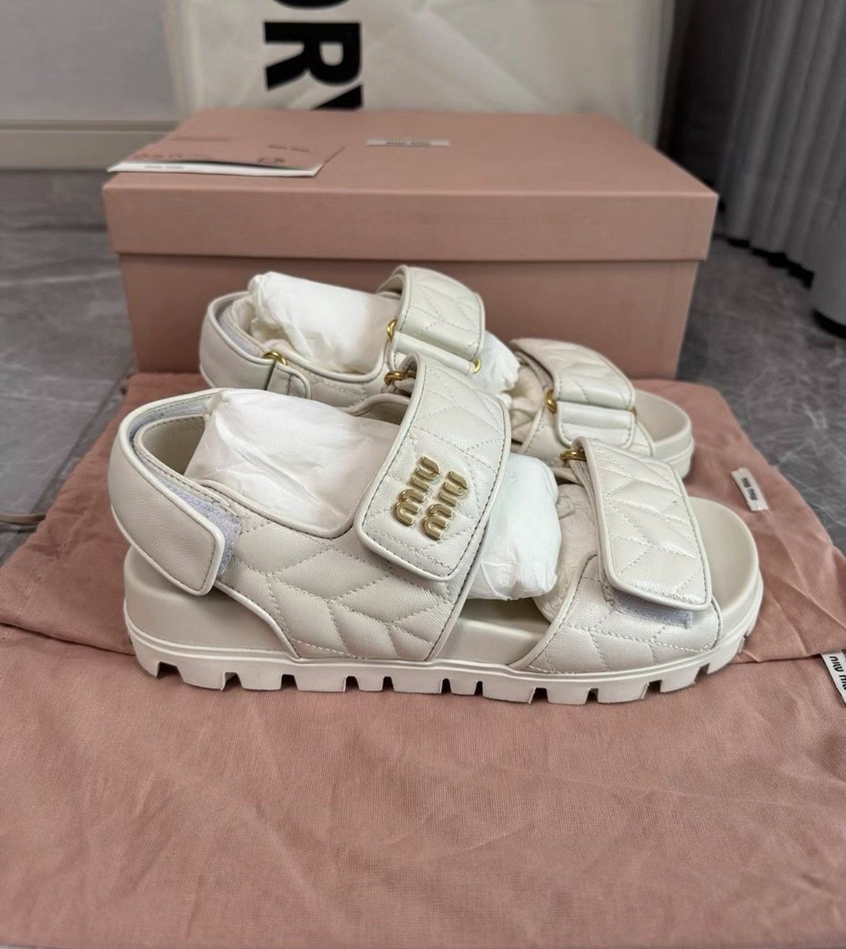 Miu Miu Miu Miu White Velcro Sandals Beach Slides K6 Size US 6 / IT 36 - 3 Thumbnail