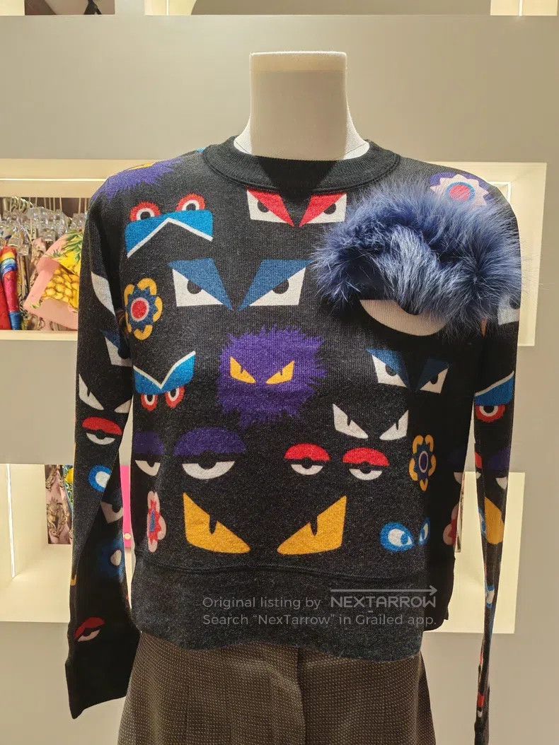Fendi Fendi Little monster pattern wool knitted sweater Size XS / US 0-2 / IT 36-38 - 1 Thumbnail