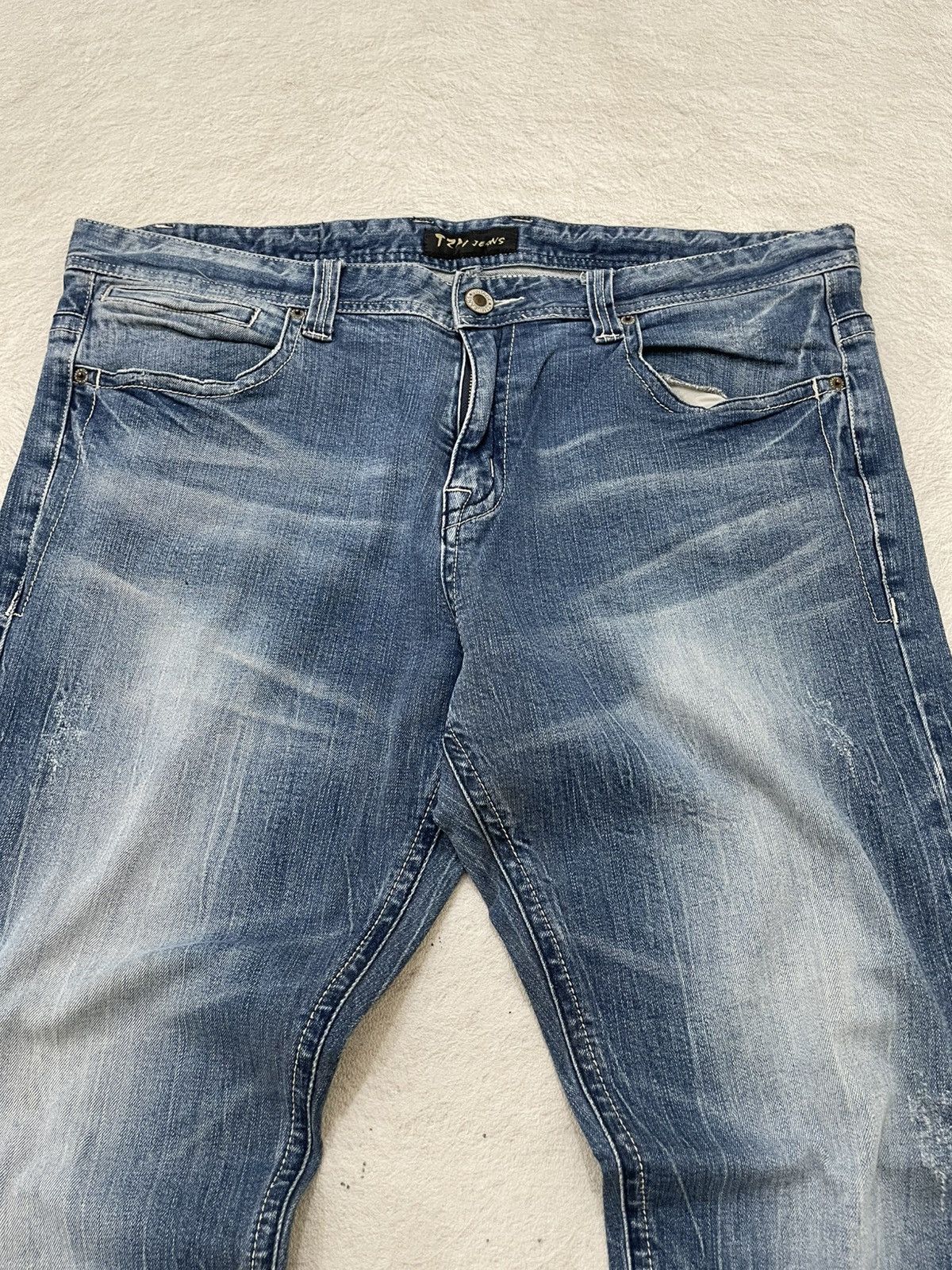 Japanese Brand 2000s TBJ Japanes Mudwash Denim Loose Y2K Embroidered Size US 40 / EU 56 - 4 Thumbnail