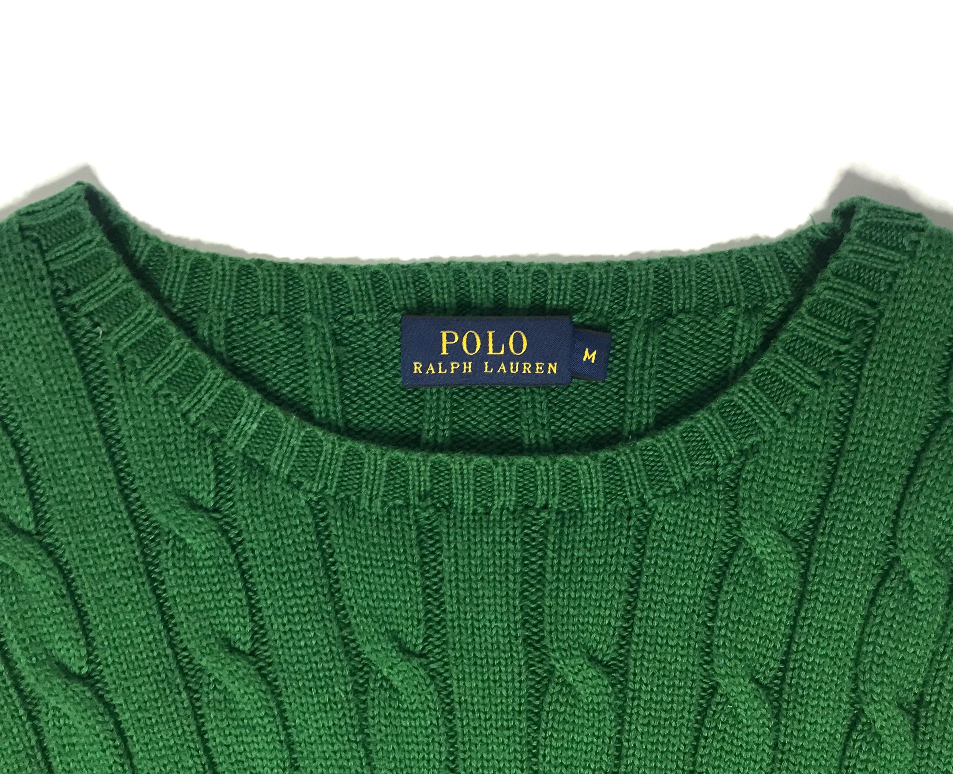 Polo Ralph Lauren Polo Ralph Lauren Womens Cable Knit Sweater Sz M Green Size M / US 6-8 / IT 42-44 - 6 Thumbnail