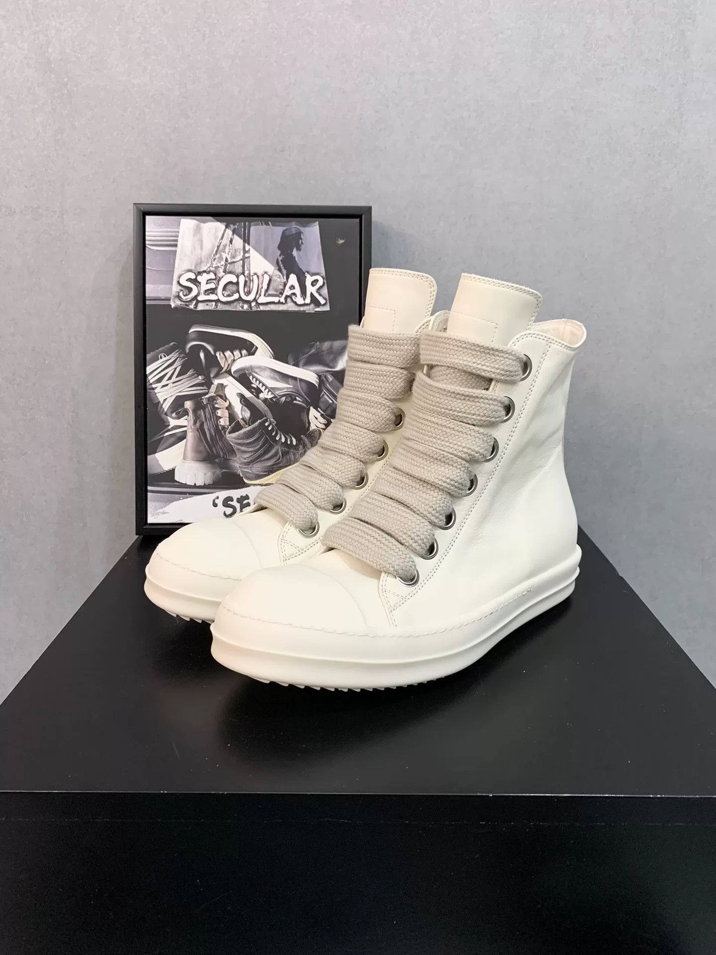 Rick Owens Rick Owens 24SS High-Top Leather Sneakers Size US 4 / IT 34 - 1 Thumbnail