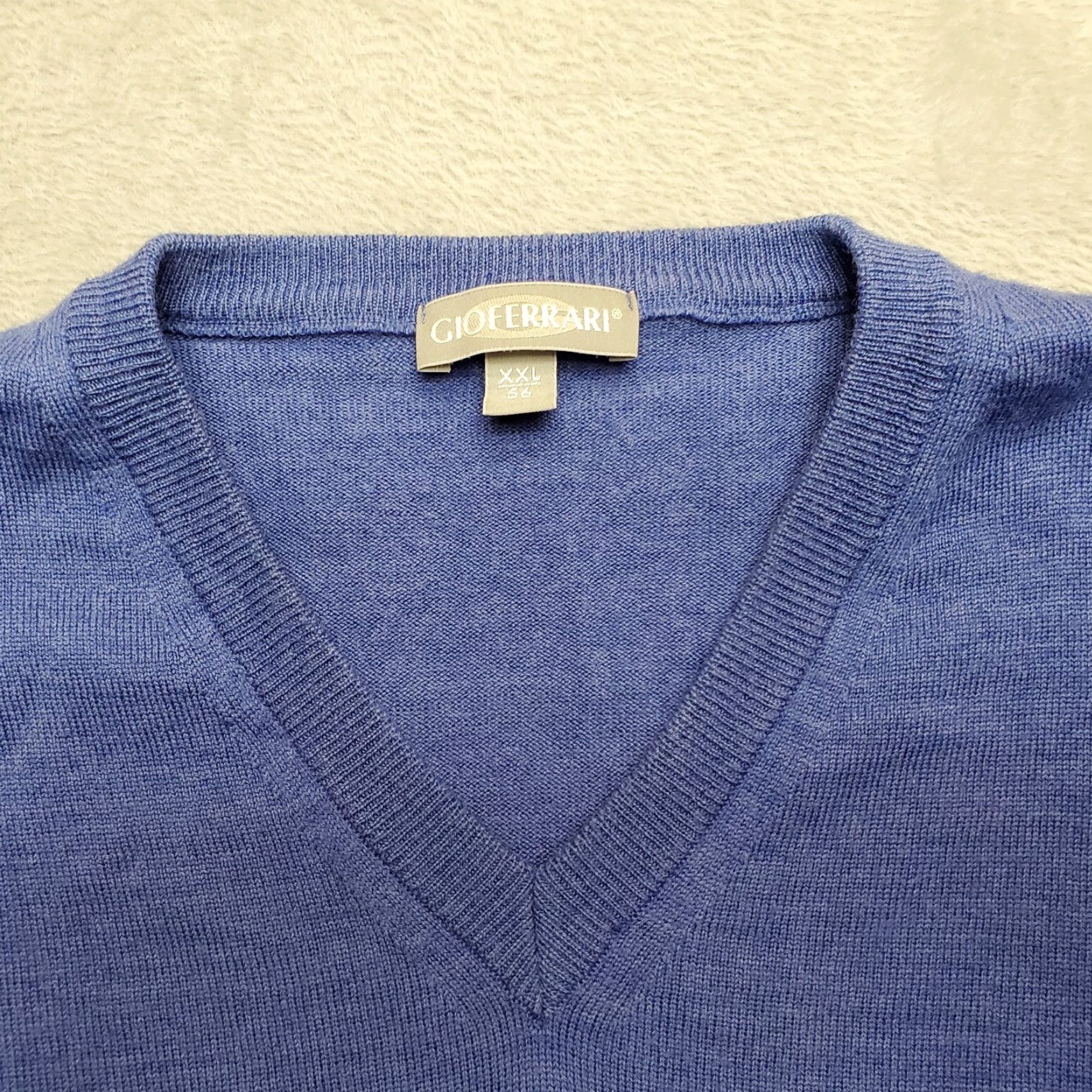 Vintage VINTAGE Gioferrari Sweater Mens 2XL Blue 100% Extra Fine Merino Wool V-Neck Casual Wool Knit Long Sleeve Mens Swing Size US XXL / EU 58 / 5 - 4 Thumbnail