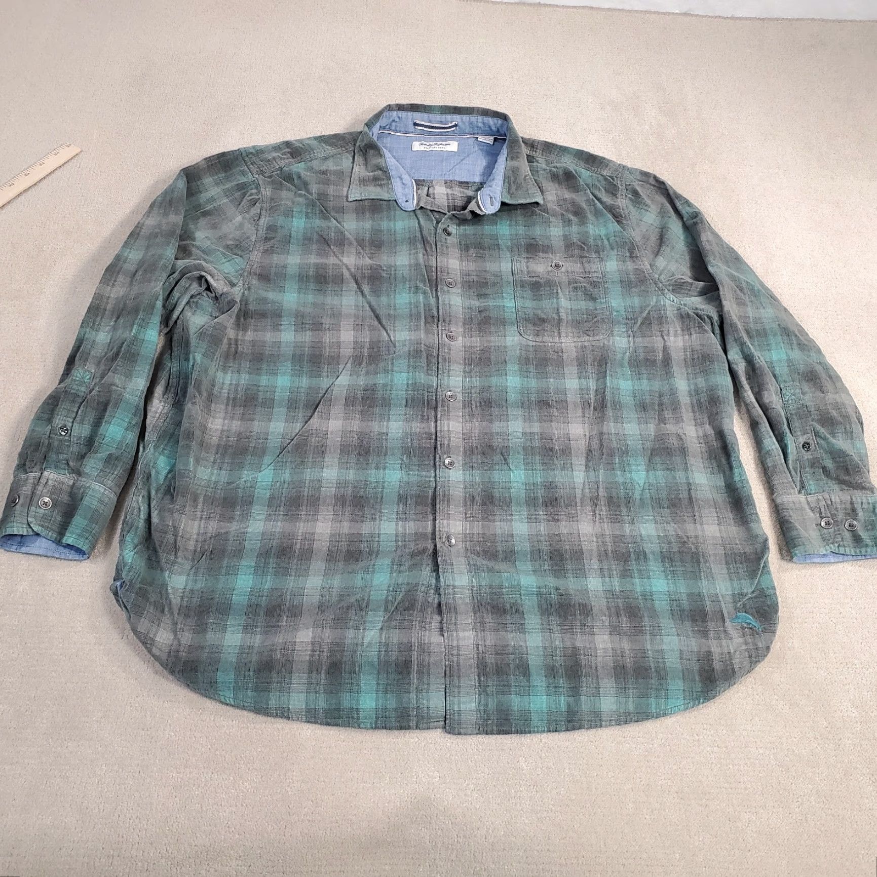 Tommy Bahama Tommy Bahama Coastline Cord Shirt Mens 3XL Gray Corduroy Button Up Collar Shirt Size US XXL / EU 58 / 5 - 2 Thumbnail