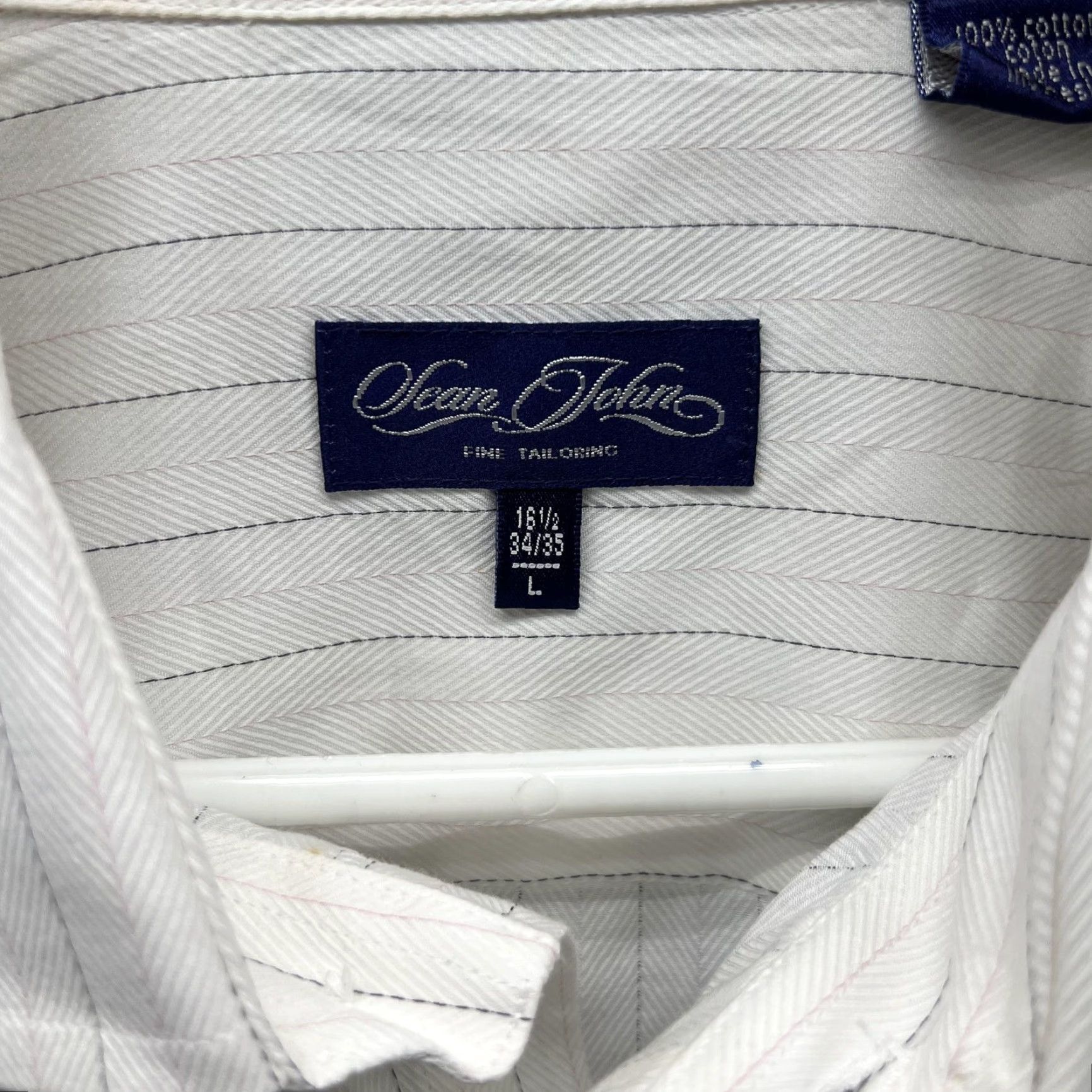 Sean John Sean John Dress Shirt Mens 16.5 34/35 White Stripe 100% Cotton Long Sleeve Mens 16.5 Neck 34/35 Sleeve Shirt Dress Shirt Mens Regular White Stripe 90s Size 46R - 2 Thumbnail
