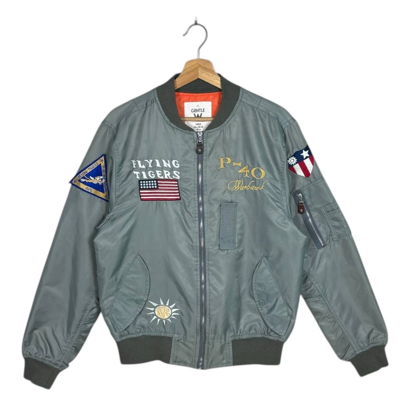 Japanese Brand Mr Gentle W Flying Tigers P-40 Warhawk Bomber Jacket Large Size US L / EU 52-54 / 3 - 1 Thumbnail