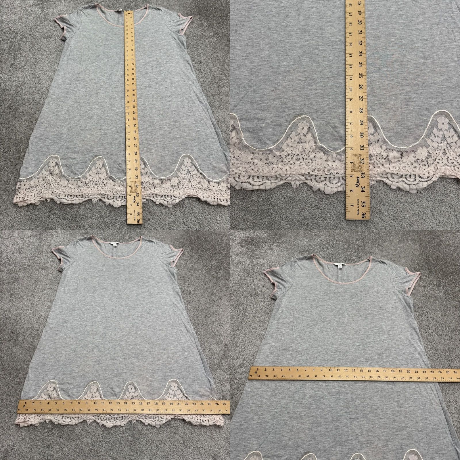 Charter Club Charter Club Dress Womens XL Gray Pink Lace Trim Nightgown Sleepwear Size XL / US 12-14 / IT 48-50 - 8 Thumbnail