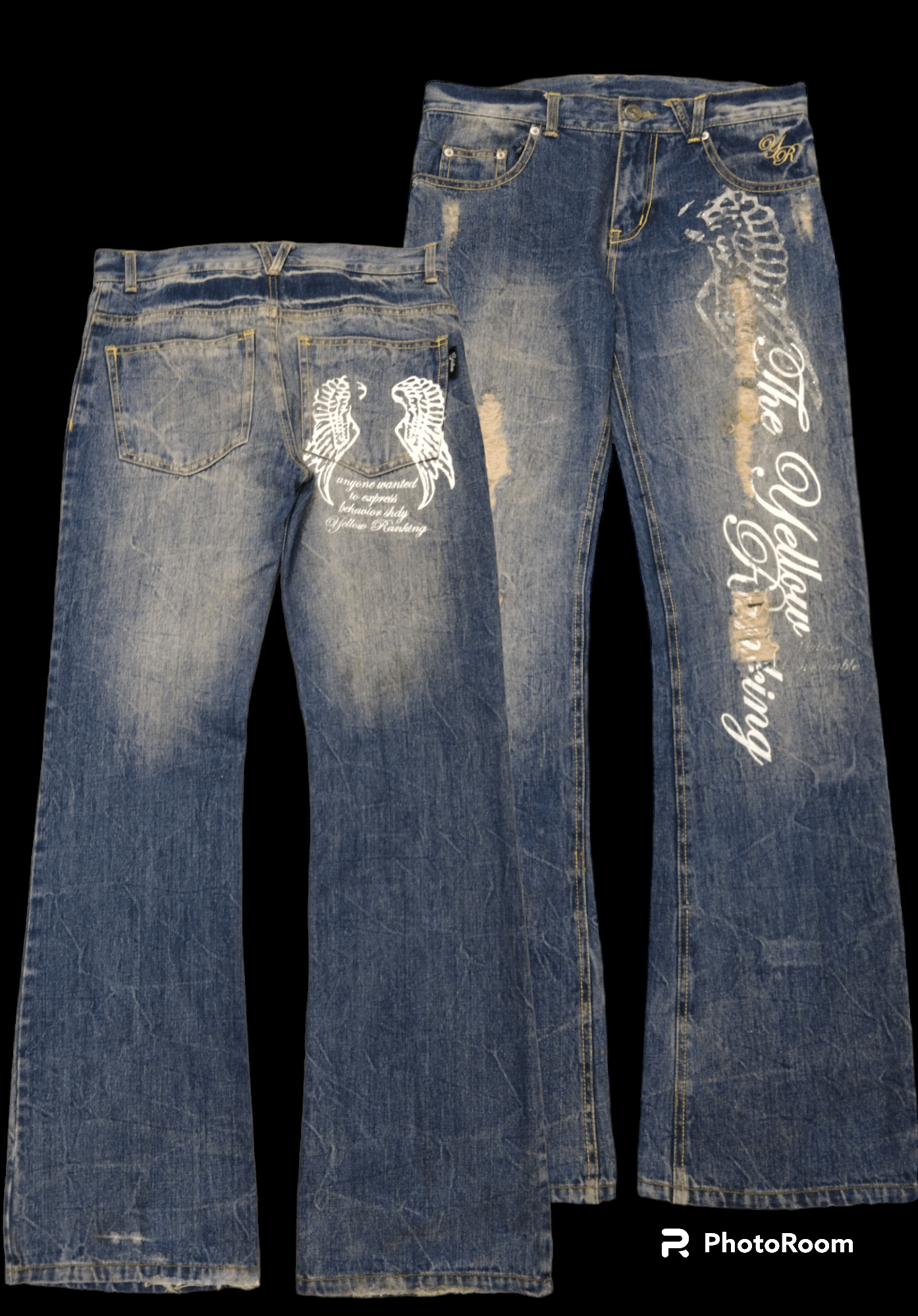 Other FLARE SICK WING DEVIL YELLOW RANKING DENIM PANTS Size US 29 - 1 Thumbnail