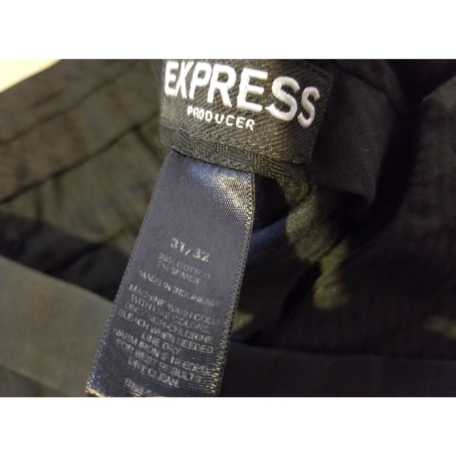 Express Express Mens Pants Chino Flat Front 31x32 32x32 Black Cotton Slack Trousers Slax Size US 31 - 5 Thumbnail