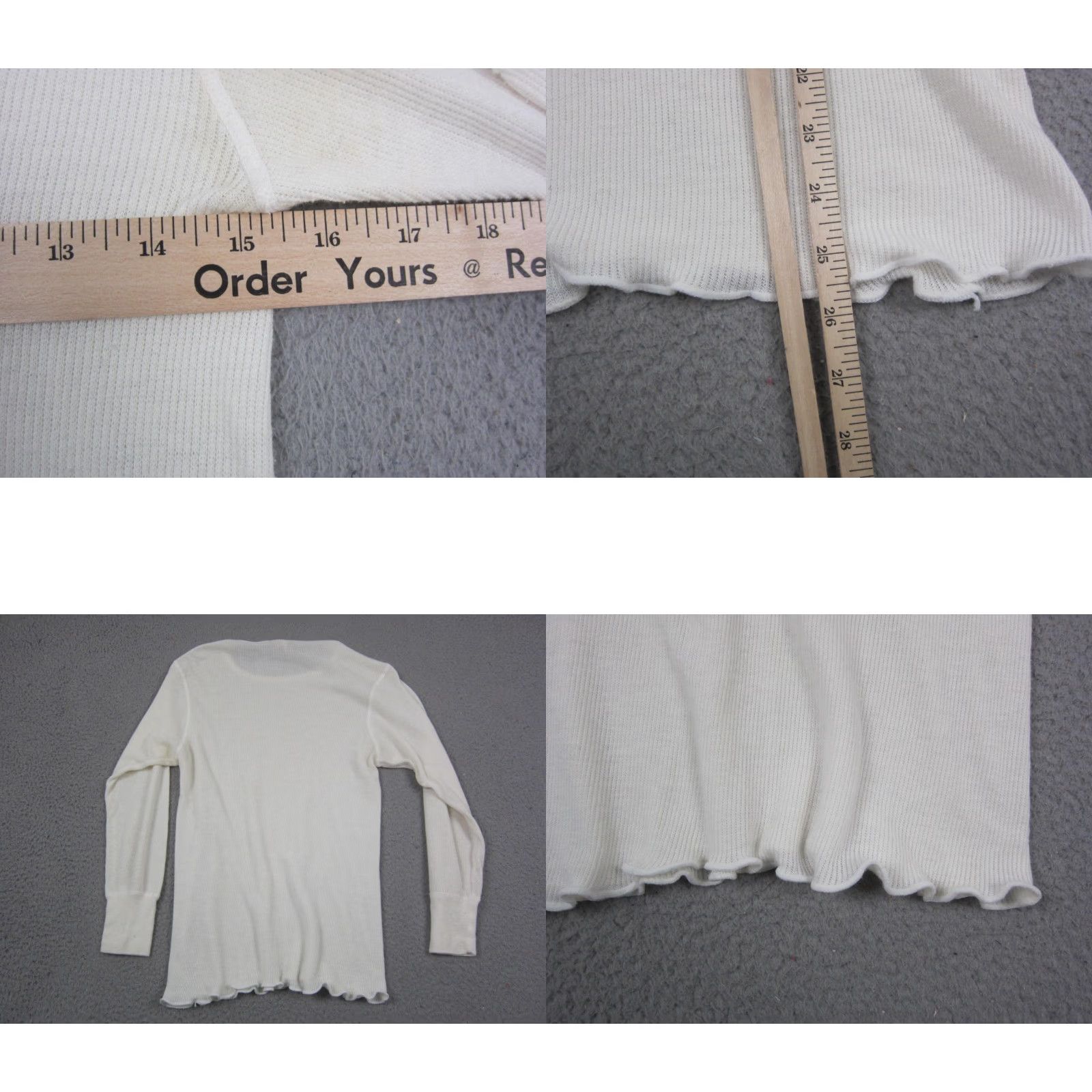 Jockey Jockey Thermal Shirt Mens M Ivory Cream Vintage 60s 70s Made in USA Crew Neck Long Sleeve Cotton Knit Shirt Size US M / EU 48-50 / 2 - 8 Thumbnail