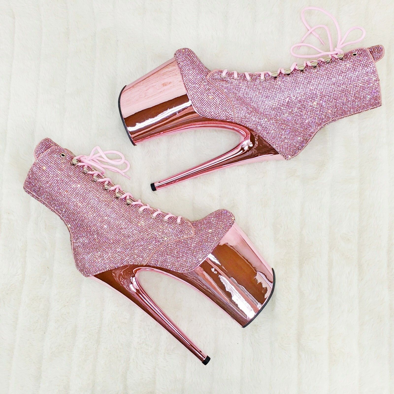 Other Flamingo CHRS Bejeweled Rhinestone 8" Heel Platform Ankle Bo Size US 8 / IT 38 - 2 Thumbnail