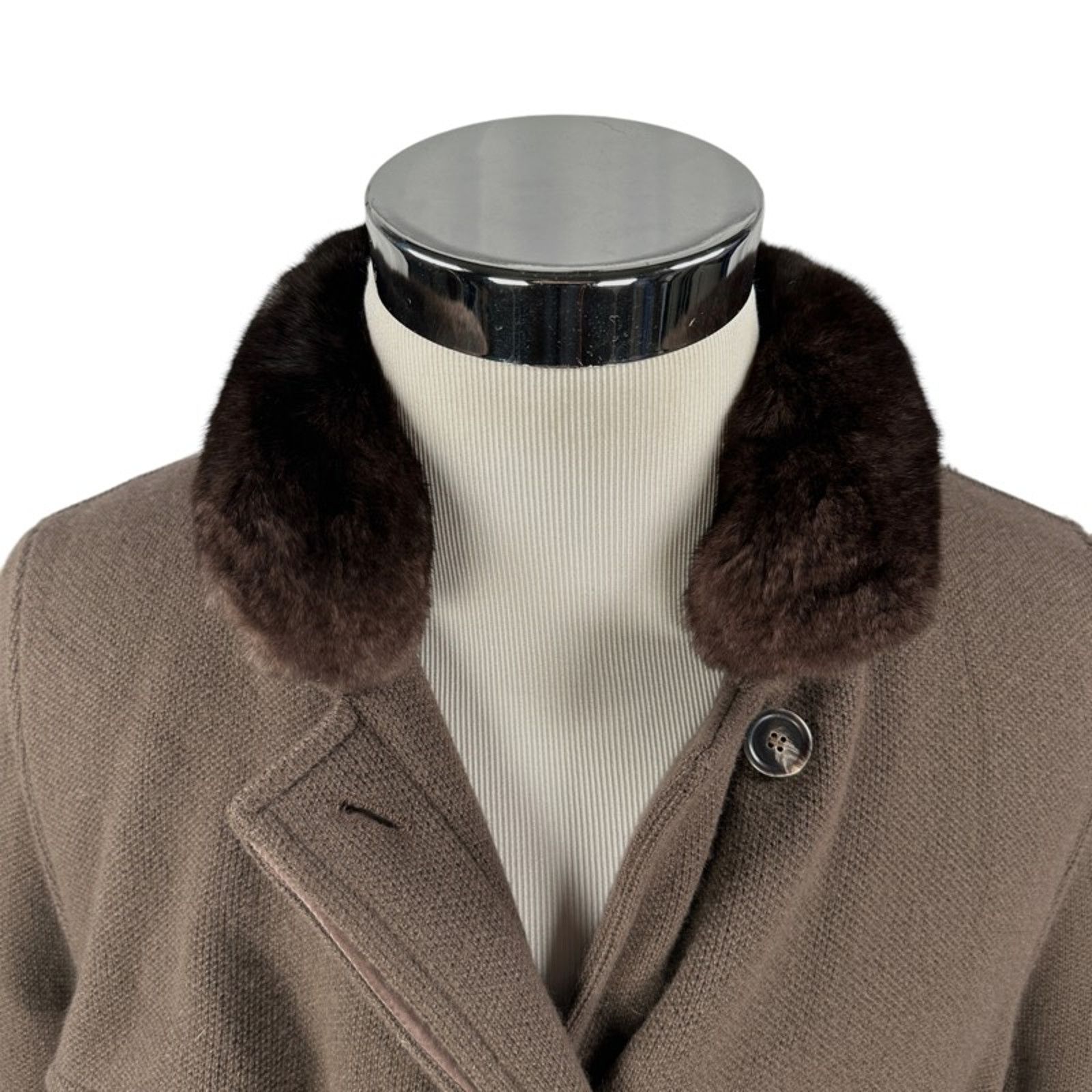 Akris Akris Cashmere Coat 12 Brown Removable Chinchilla Collar Size XL / US 12-14 / IT 48-50 - 4 Thumbnail