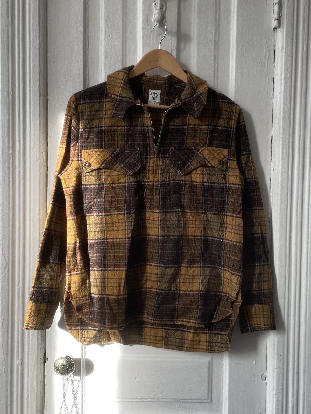 South2 West8 × BEN Miller Hunting SHIRT South2 West8 X Ben Miller Hunting Shirt in Olive & Sax | FWRD