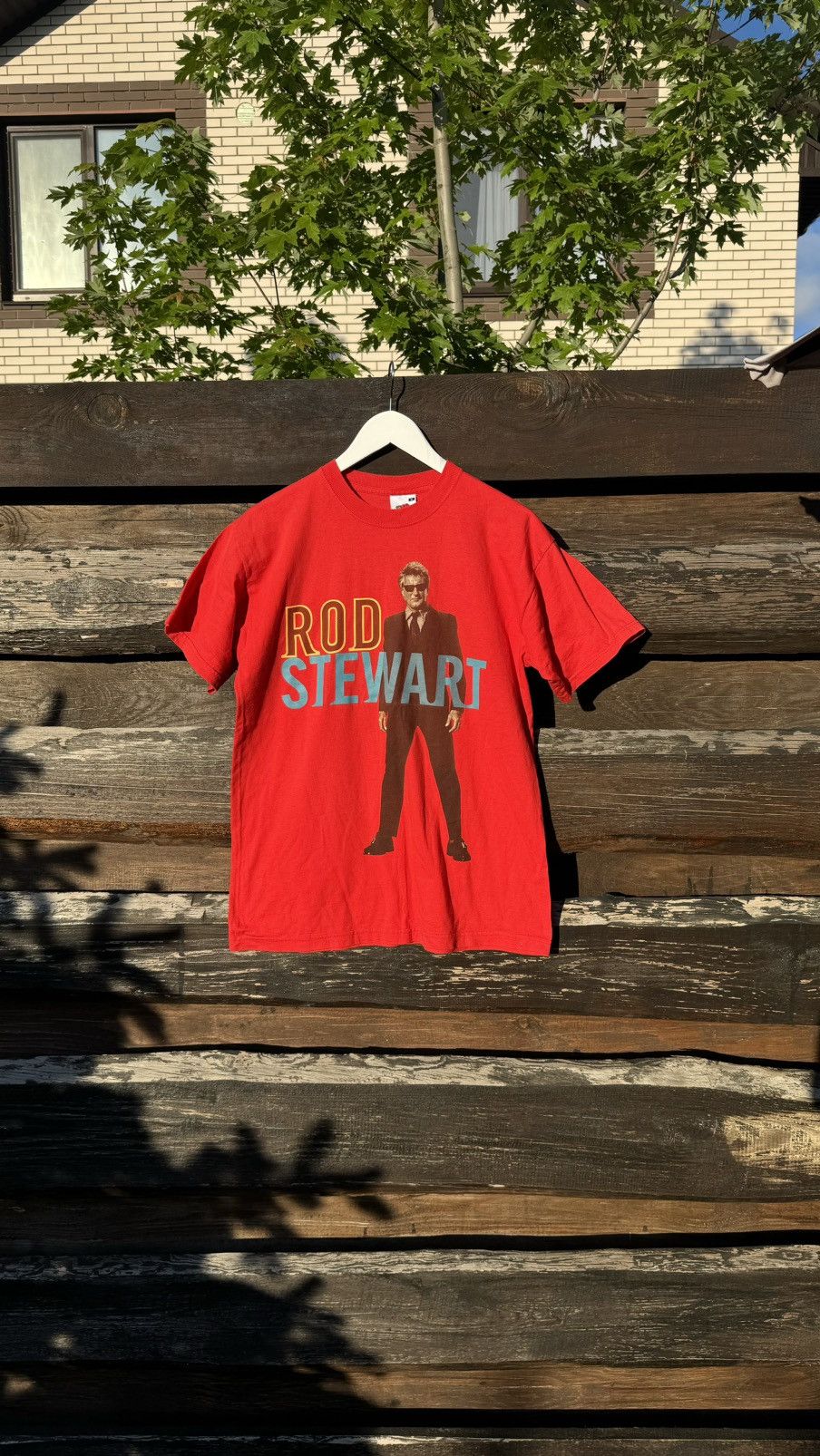 Band Tees × Vintage 2002 Rod Stewart UK Tour Red T-shirt vintage Size US M / EU 48-50 / 2 - 10 Thumbnail