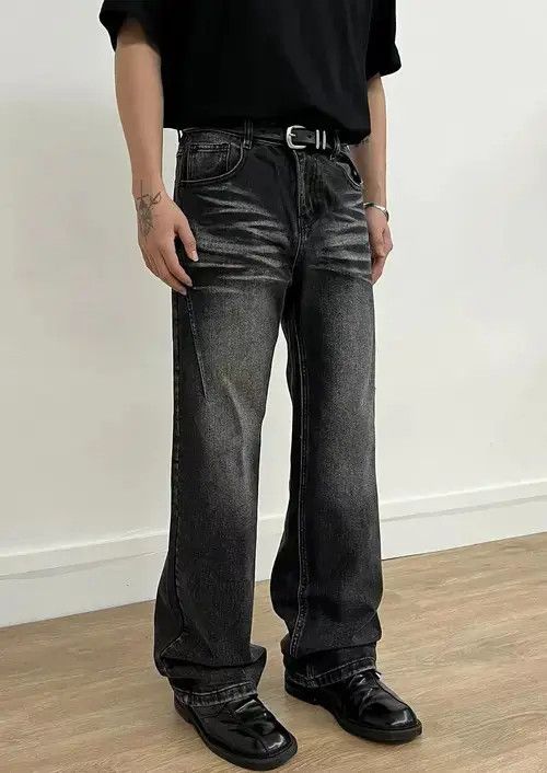Japanese Brand × Jean Vintage washed black micro-flare casual jeans Size US 32 / EU 48 - 3 Thumbnail