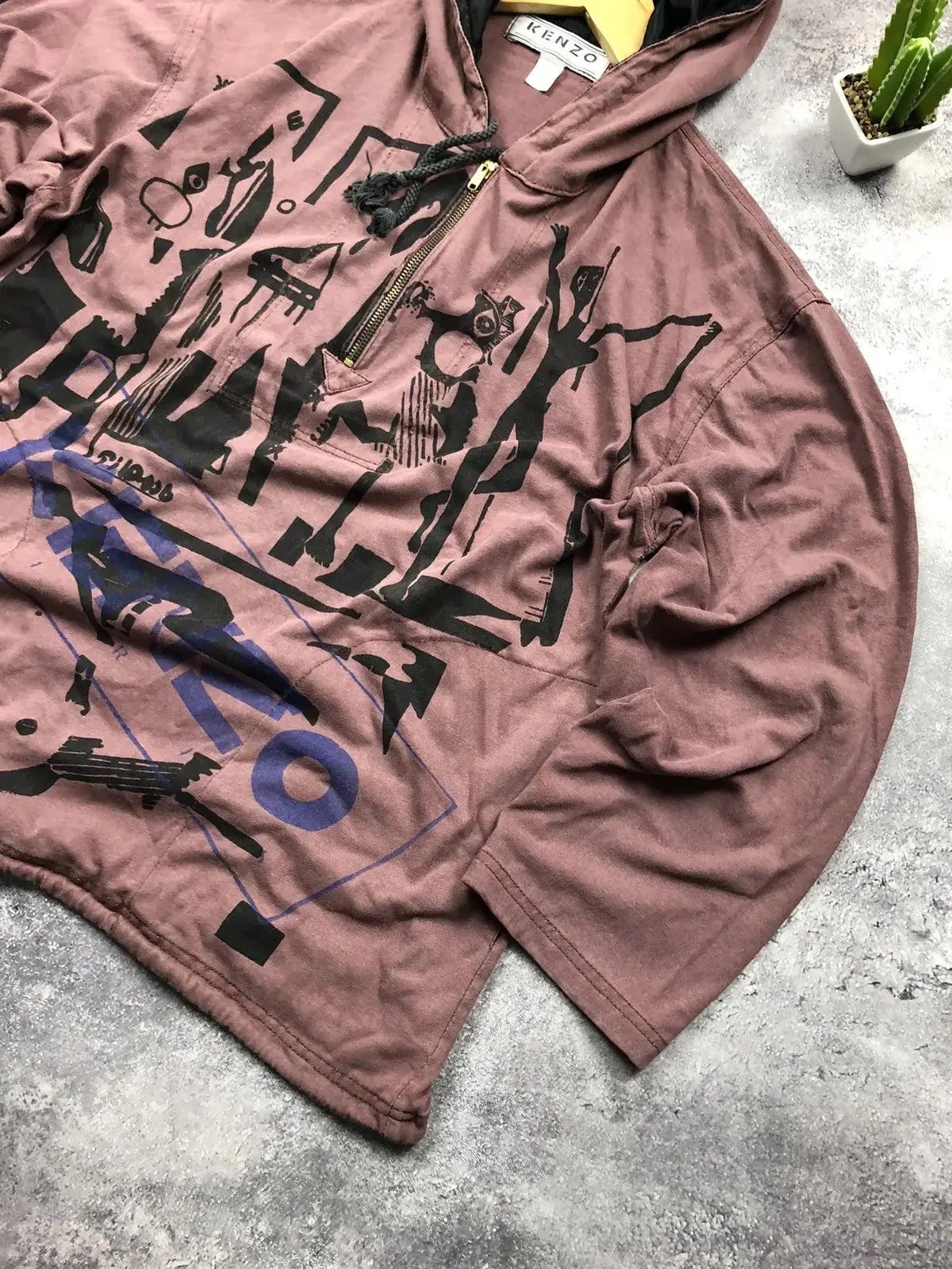 Kenzo KENZO Vintage Streetwear Big Logo 1/3 Zip Hoodie Avantgarde Size US S / EU 44-46 / 1 - 2 Thumbnail