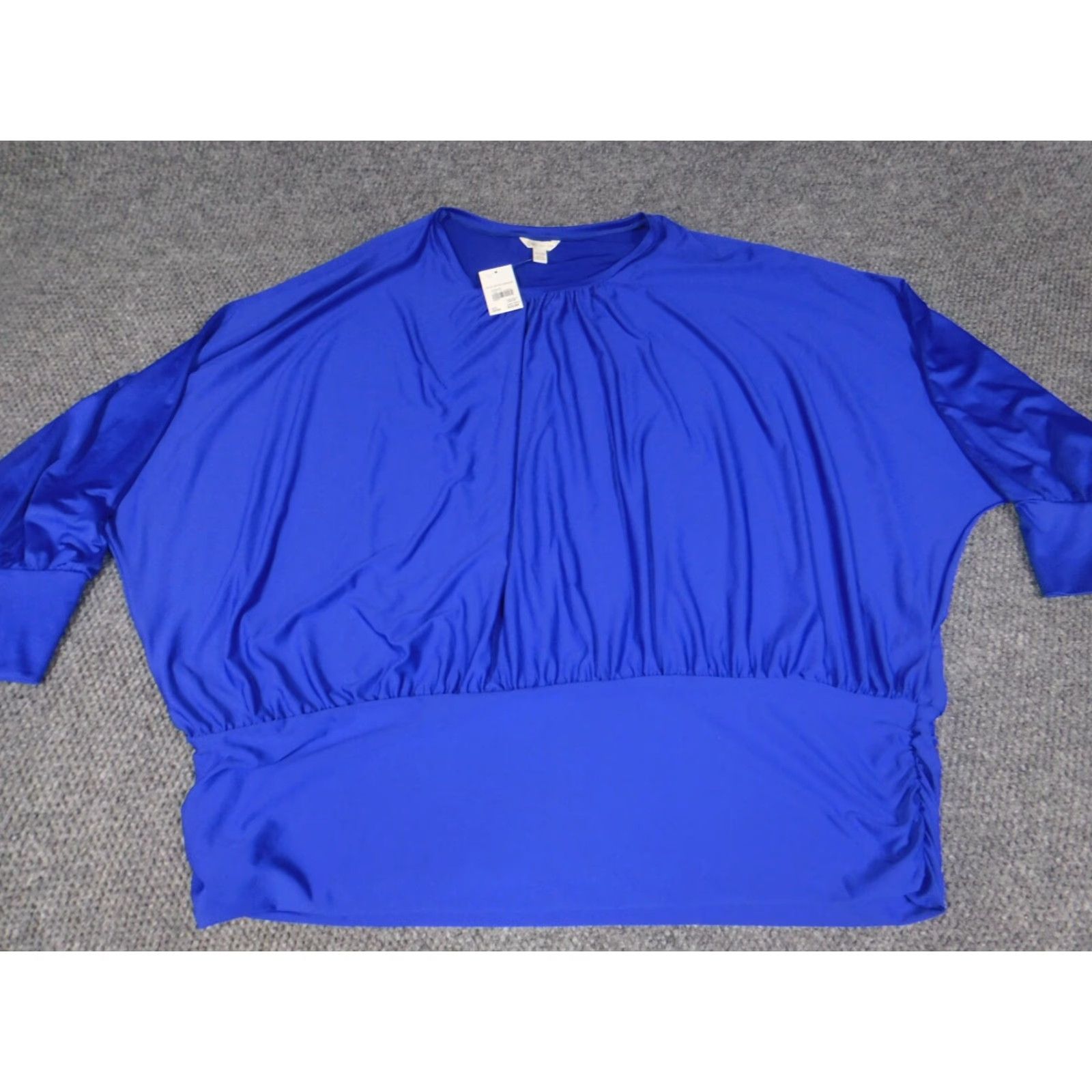 Vintage Cato Blouse 24W Plus Purple Crew Neck 3/4 Sleeve Pullover Stretch Casual Women Bonutfly Pattern Size 4XL / US 24-26 - 2 Thumbnail