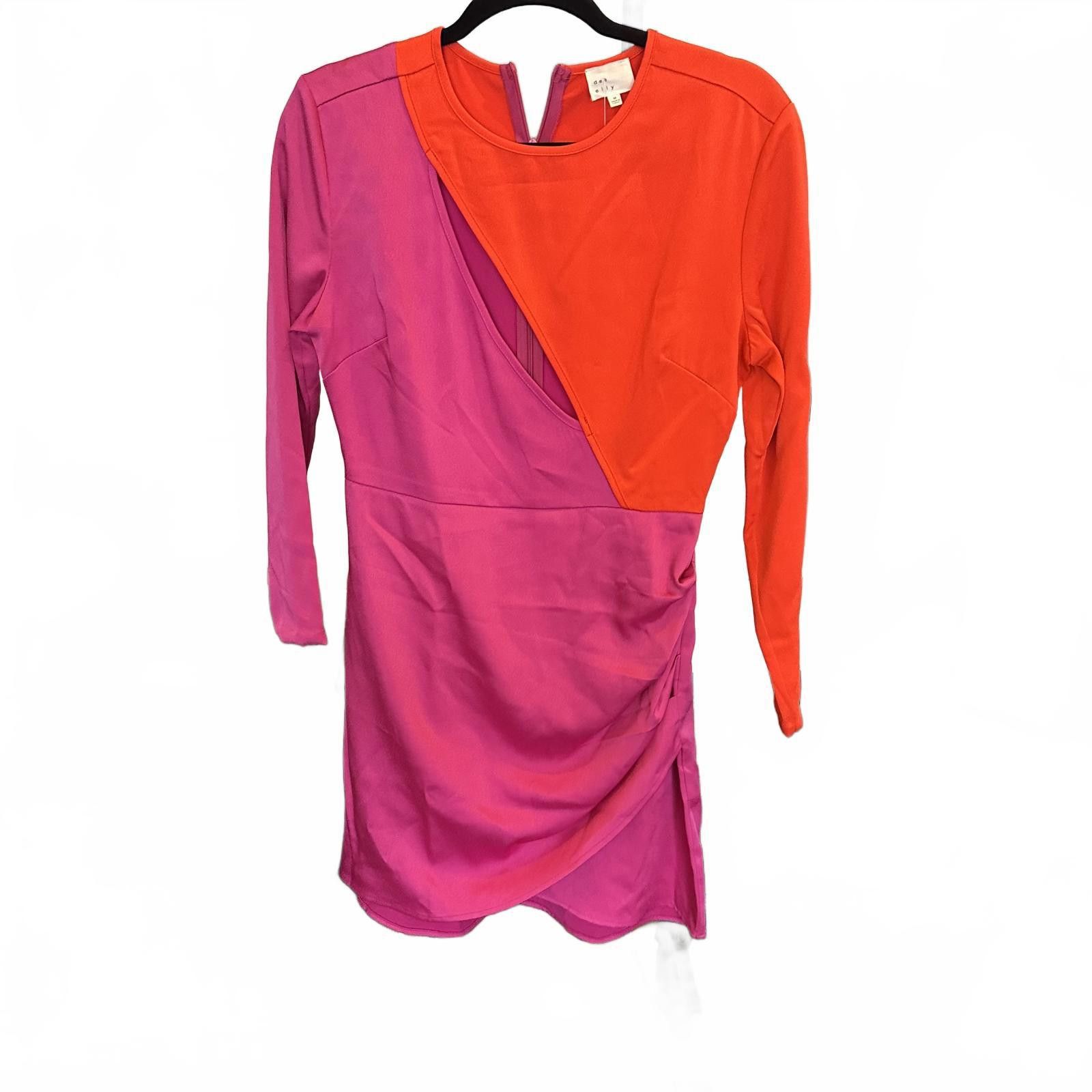 Designer Dee Elly Color Block Dress - Bold Red & Pink Size M / US 6-8 / IT 42-44 - 1 Thumbnail