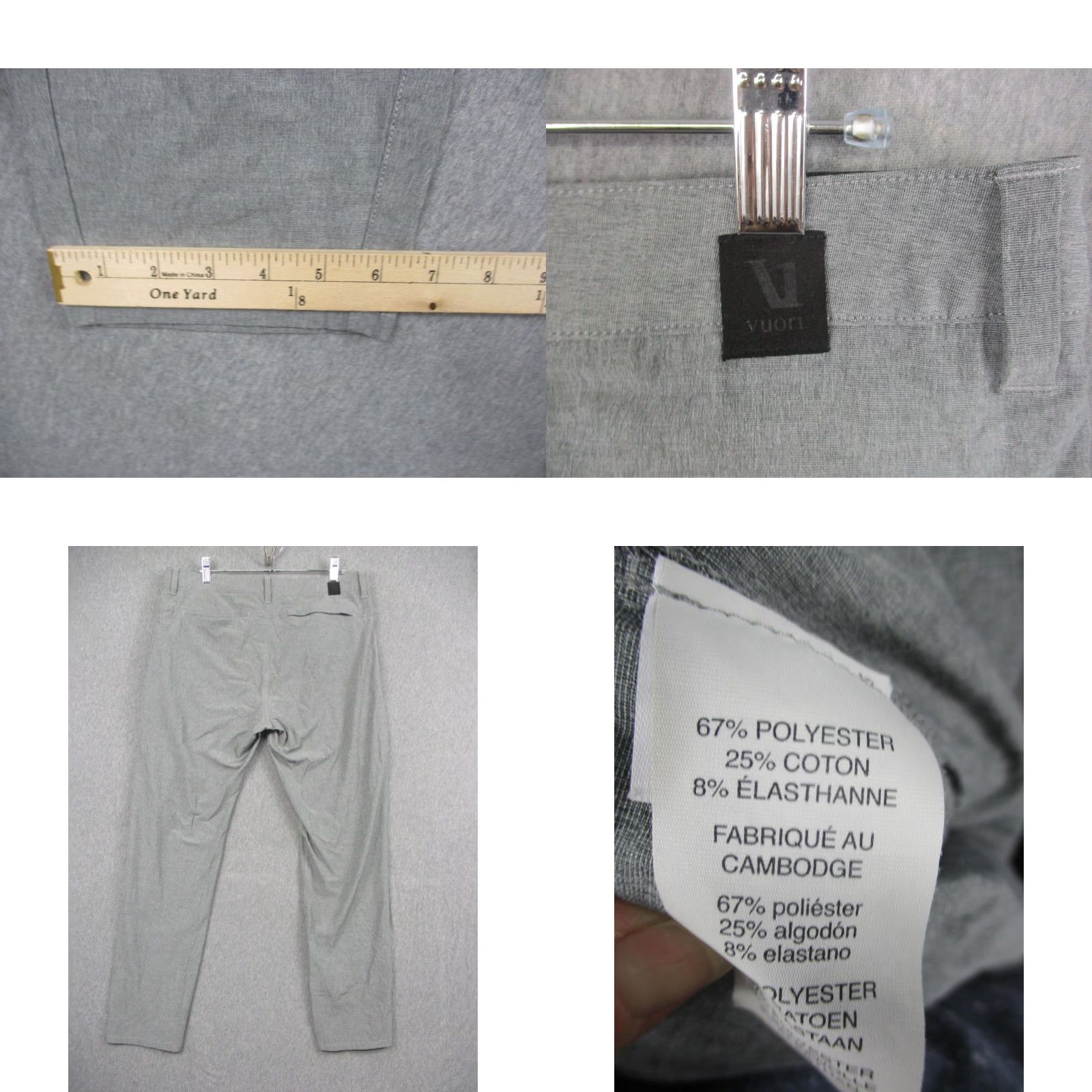 Vuori Vuori Pants Mens Small Gray Performance Stretch Casual Travel V431-S Size US 29 - 8 Thumbnail