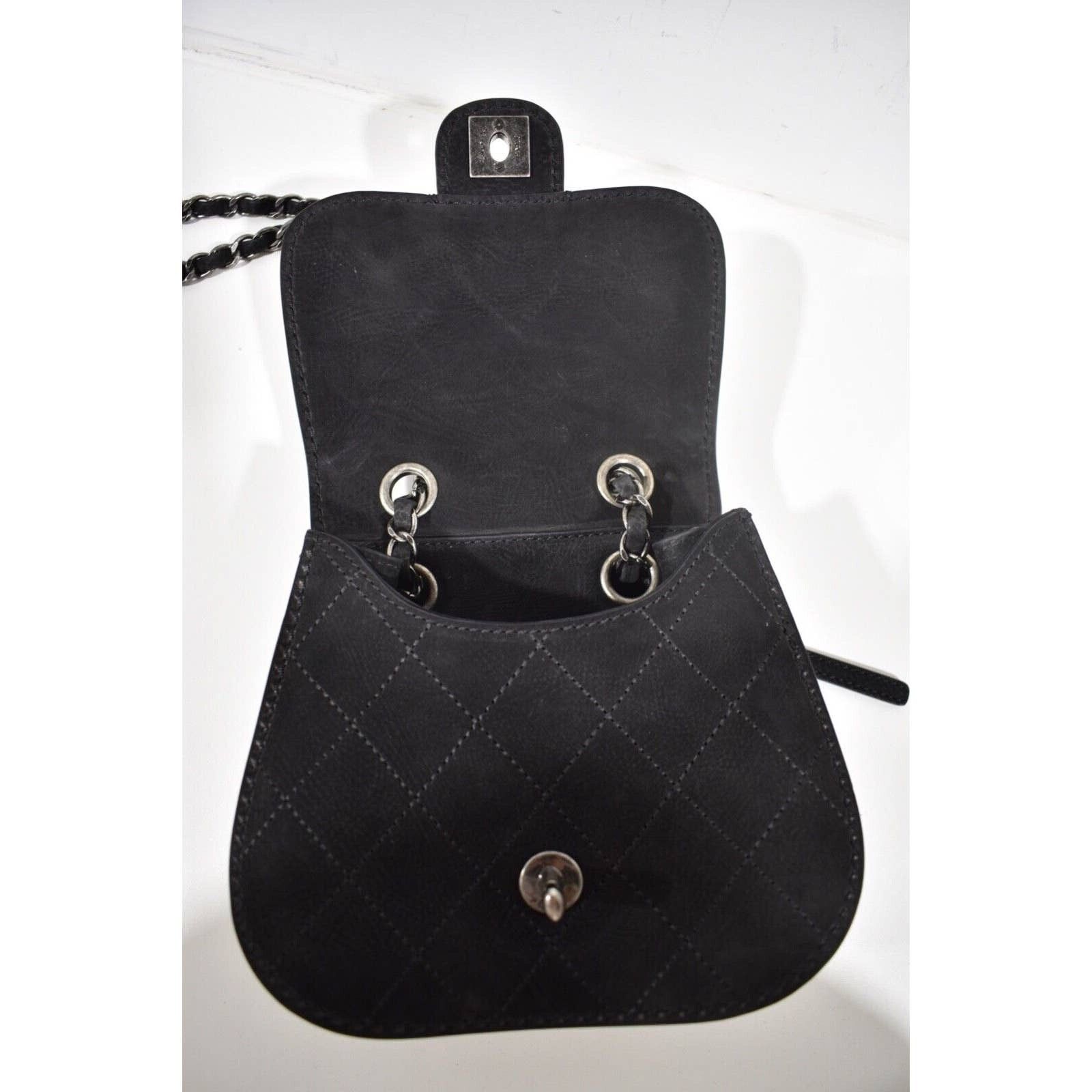 Chanel Chanel 13P Black Nubuck Mini Quilted Chain Crossbody Bag Size ONE SIZE - 8 Thumbnail