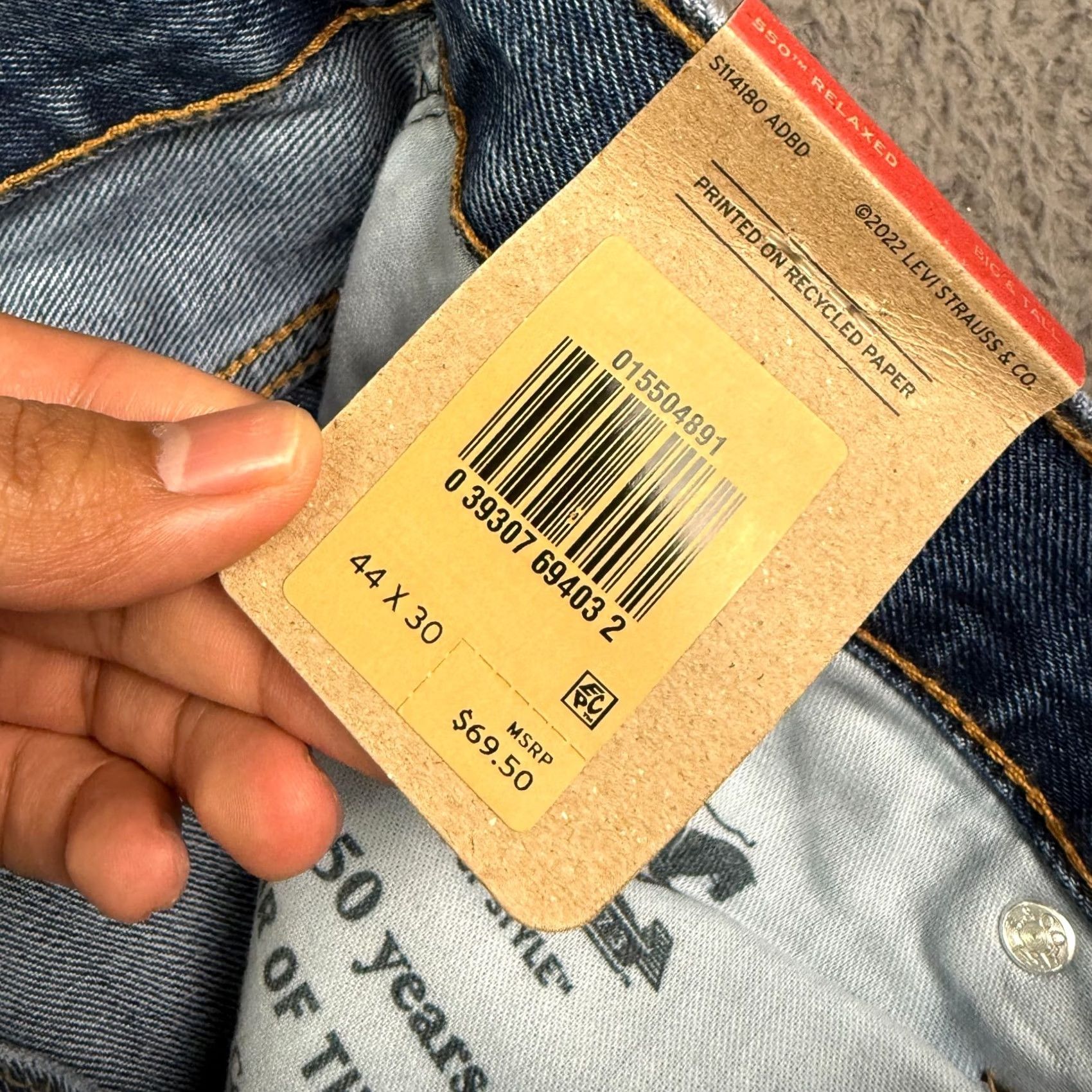 Levi's Levi's 550 Jeans 44x30 Blue Medium Wash Relaxed Denim Solid Cowboy NEW Mens Regular Jeans Size US 44 / EU 60 - 5 Thumbnail