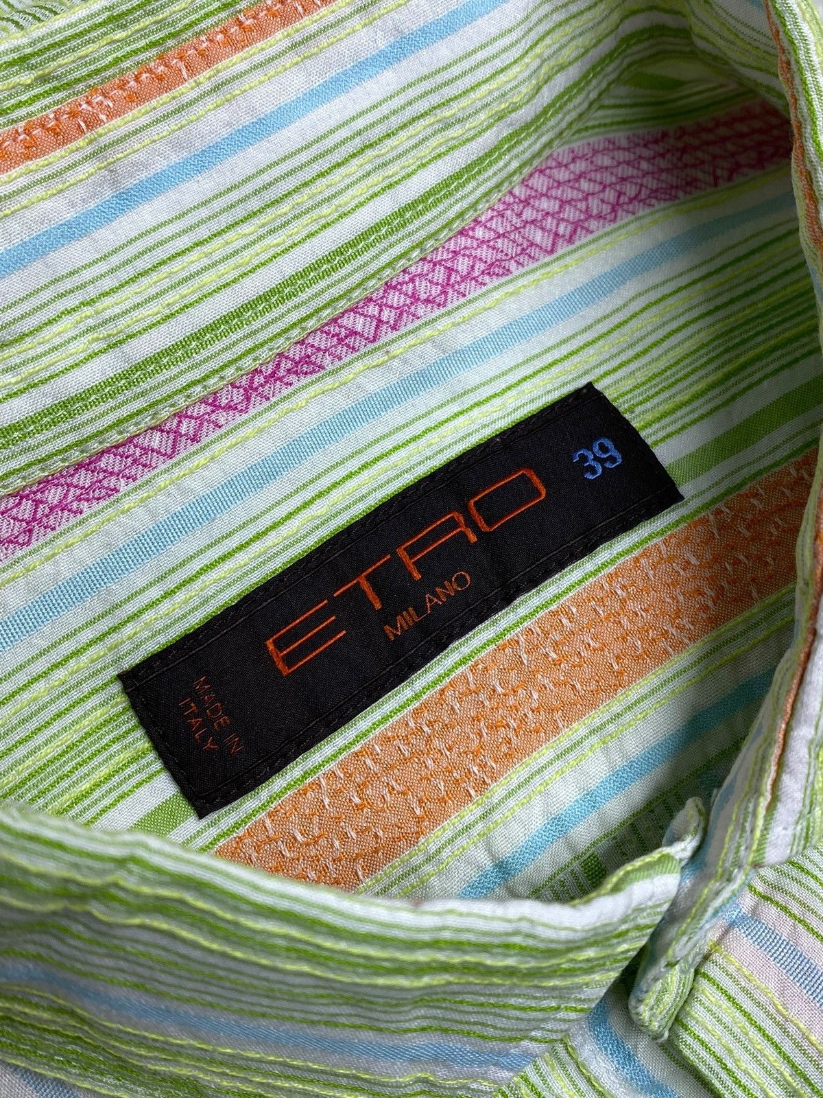 Etro 🔥 ETRO MILANO MULTICOLOR TEXTURED STRIPE PATTERN SHIRT Size US M / EU 48-50 / 2 - 16 Thumbnail