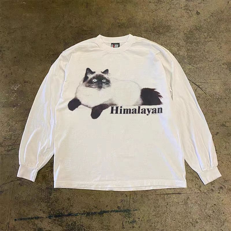 Japanese Brand × Vintage White casual retro cute cat print long sleeve t-shirt Size US M / EU 48-50 / 2 - 1 Thumbnail