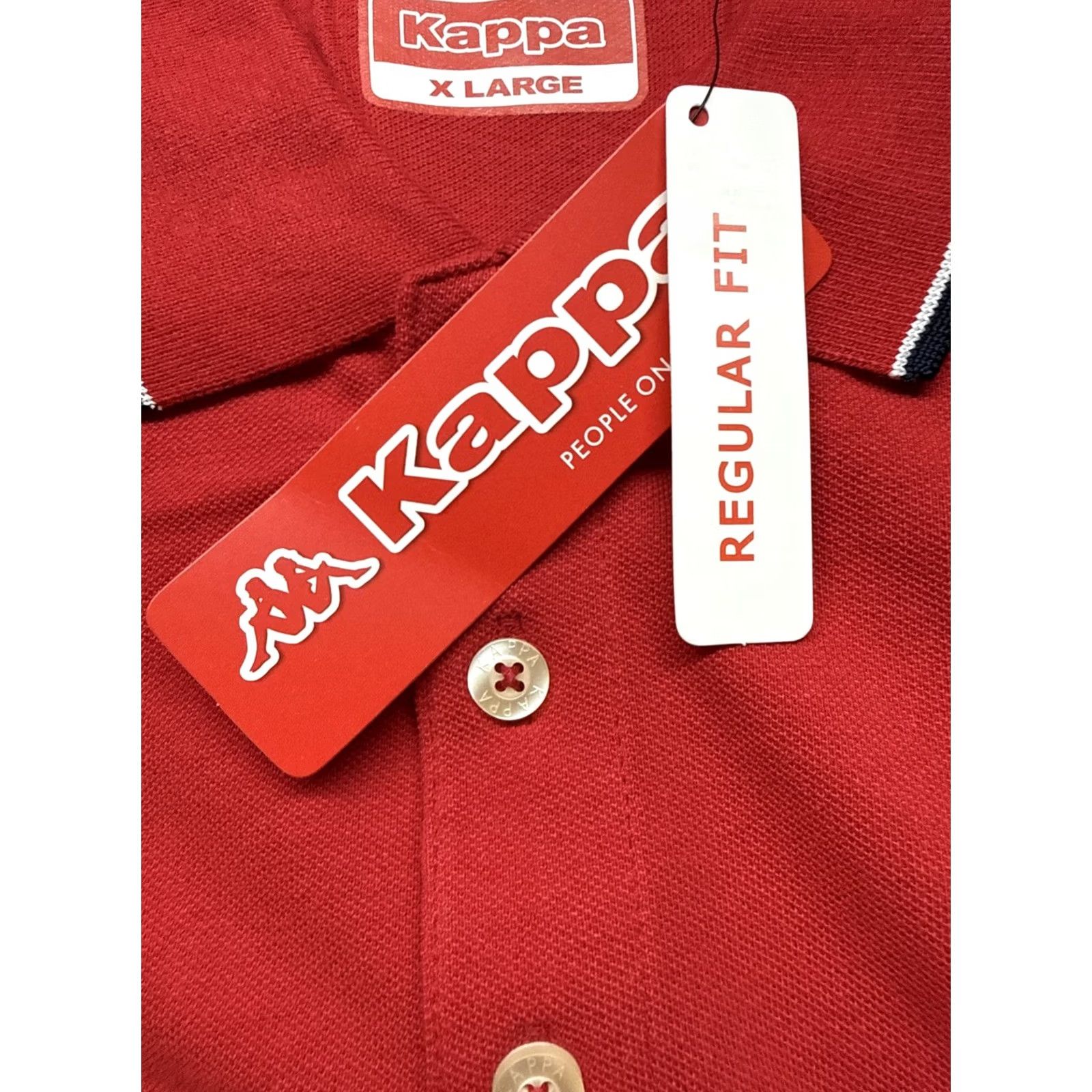 Kappa Kappa Men's Logo Polo Shirt Red XL Short Sleeve Button Collared Cotton Classic Regular Golf Tennis Walking Size US XL / EU 56 / 4 - 4 Thumbnail