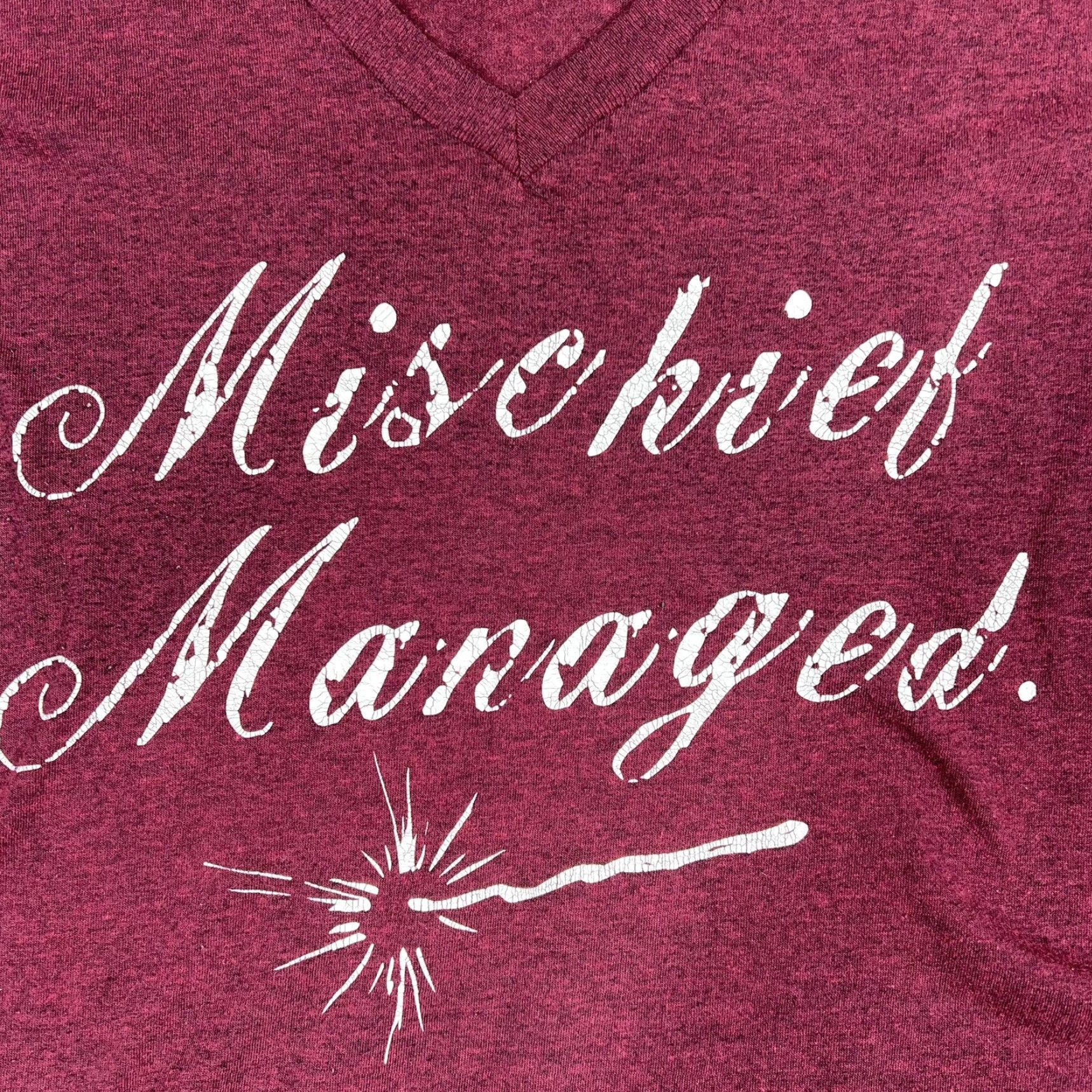 Vintage Harry Potter Tee Shirt Womens XL Maroon Mischief Managed Short Sleeve V Neck Top Size XL / US 12-14 / IT 48-50 - 4 Thumbnail