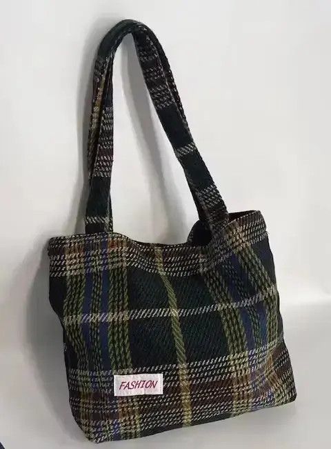 VIBE Fashion tartan plaid tote bag shoppers bag Size ONE SIZE - 2 Thumbnail