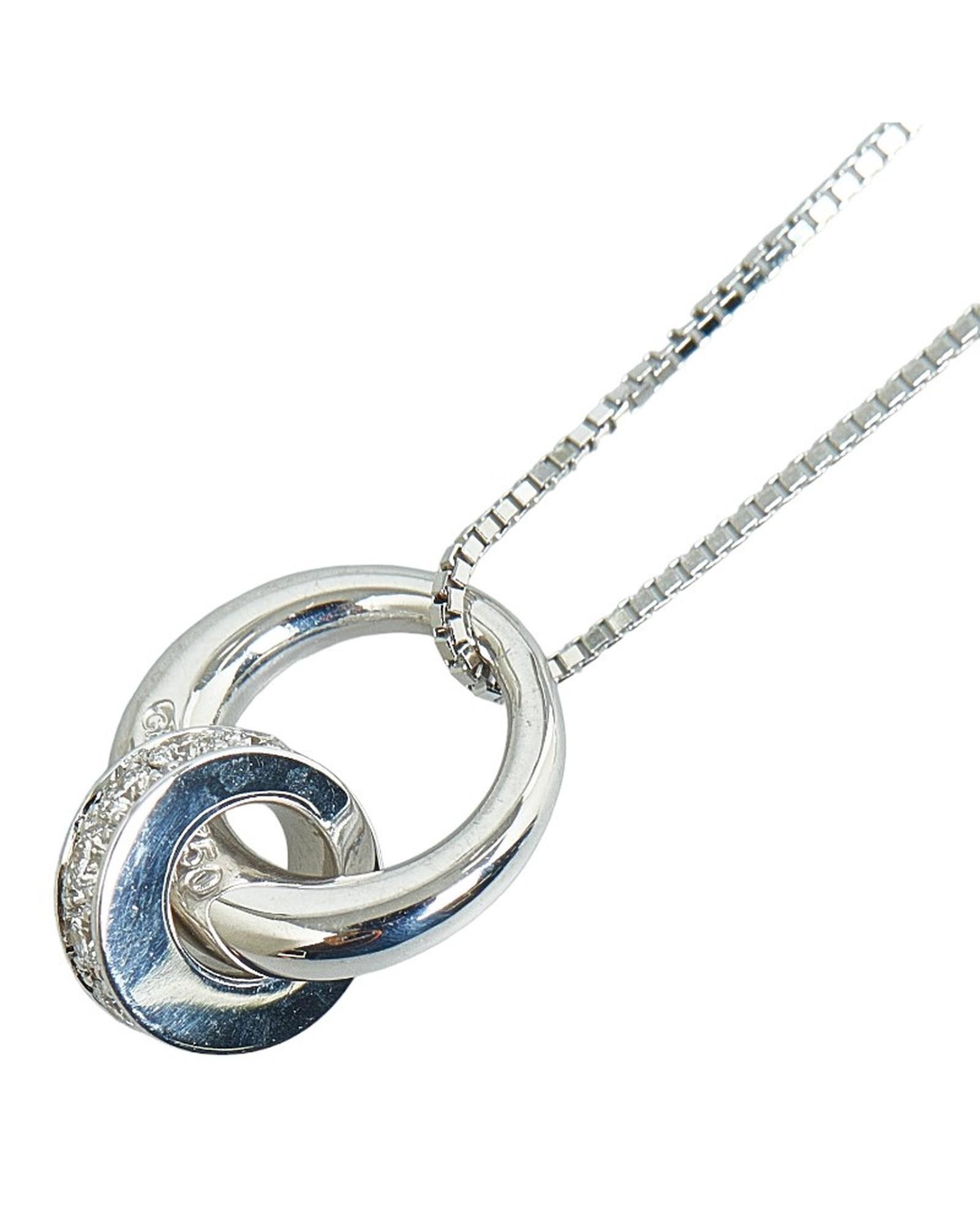 image of Celine 18K Gold Venetian Chain Diamond Pendant Necklace in Silver, Women's