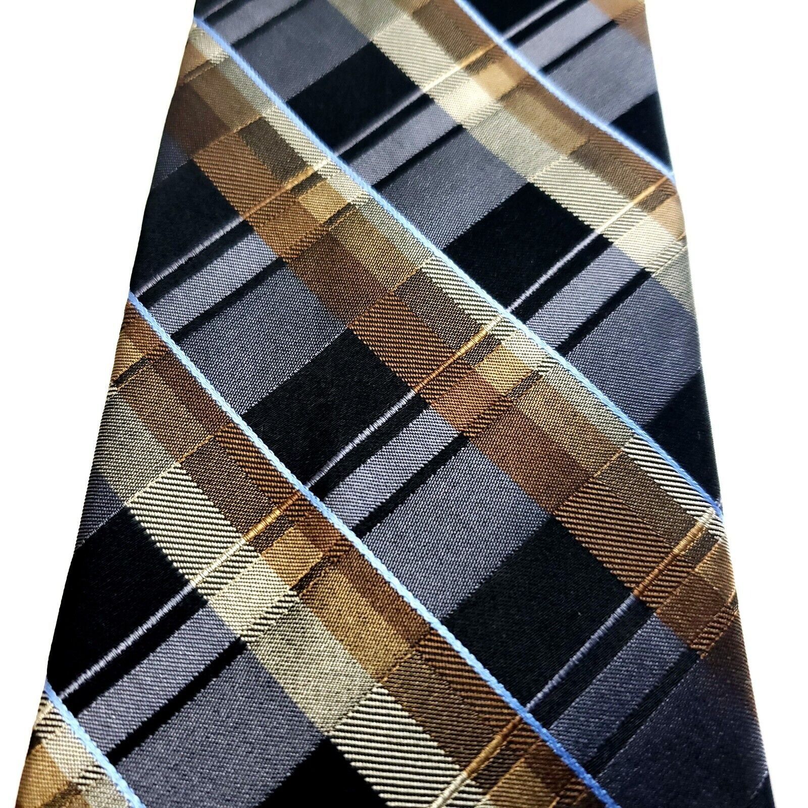 Arrow Arrow Silk Tie Woven Gray Brown Plaid Size ONE SIZE - 2 Thumbnail