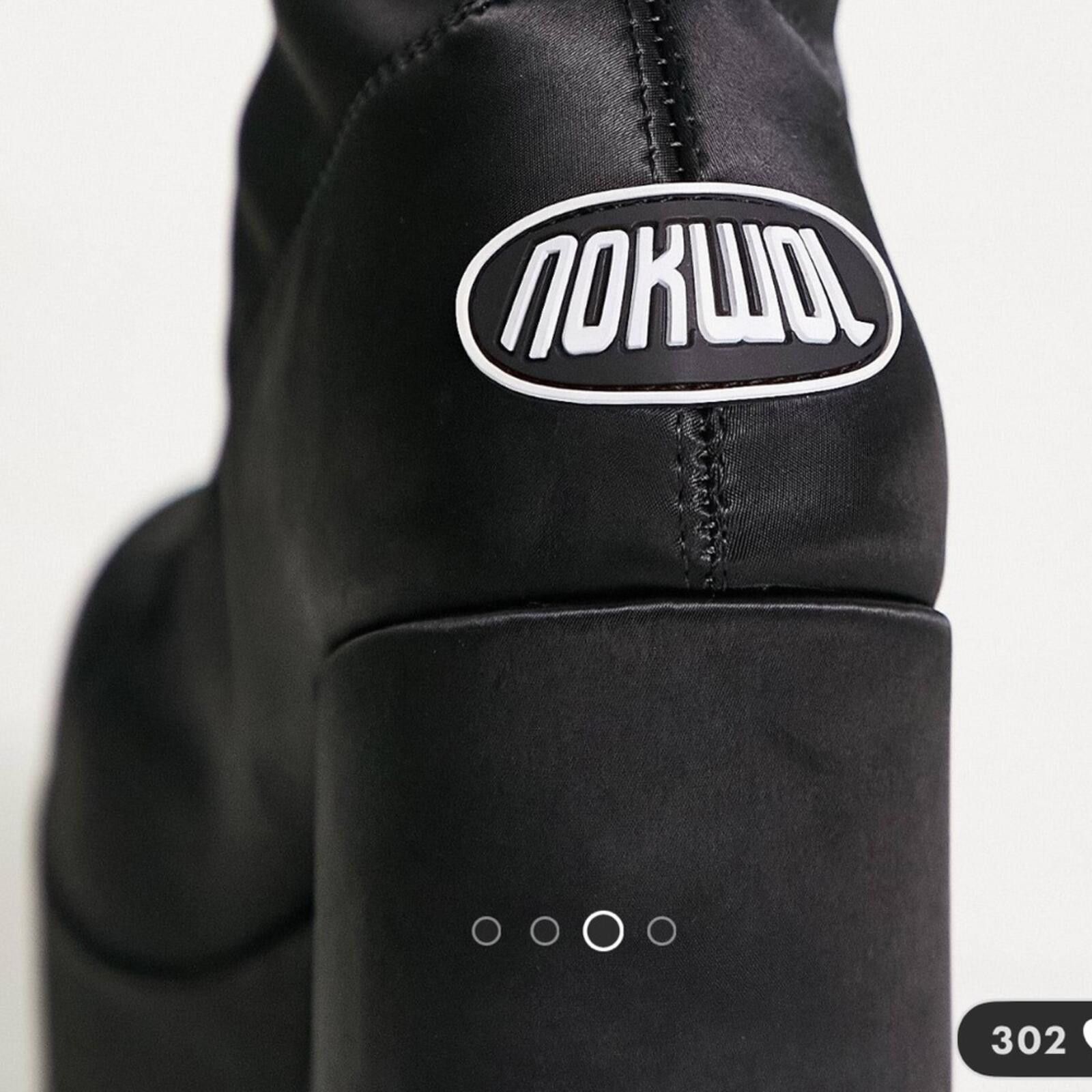 Other NOKWOL / Ellie platform ankle boots in satin / black Size US 7 / IT 37 - 2 Thumbnail