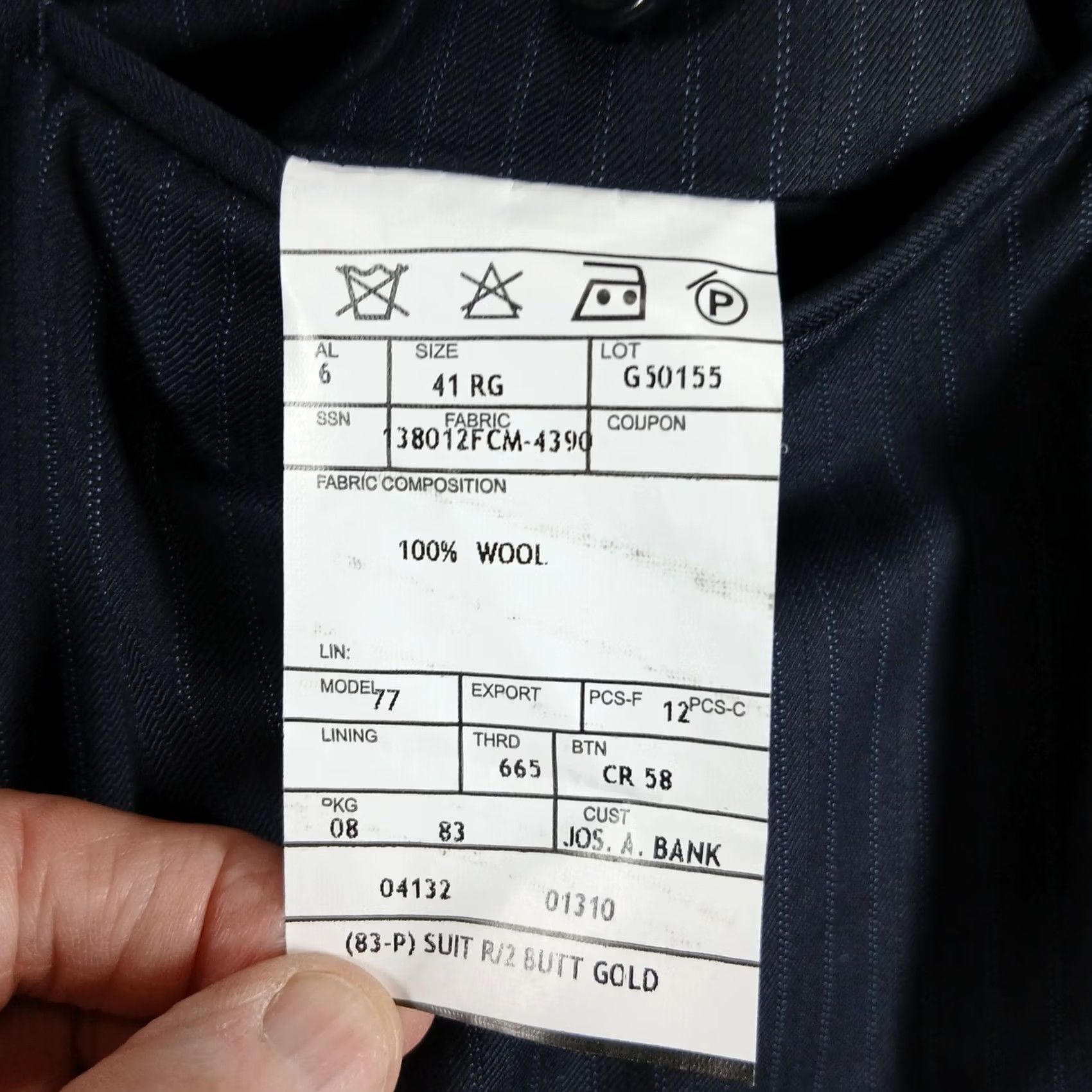 Jos. A. Bank JoS. A. Bank Navy Pinstripe Suit Pants 100% Wool Pleated Cuffed 40 RG Size 40R - 5 Thumbnail