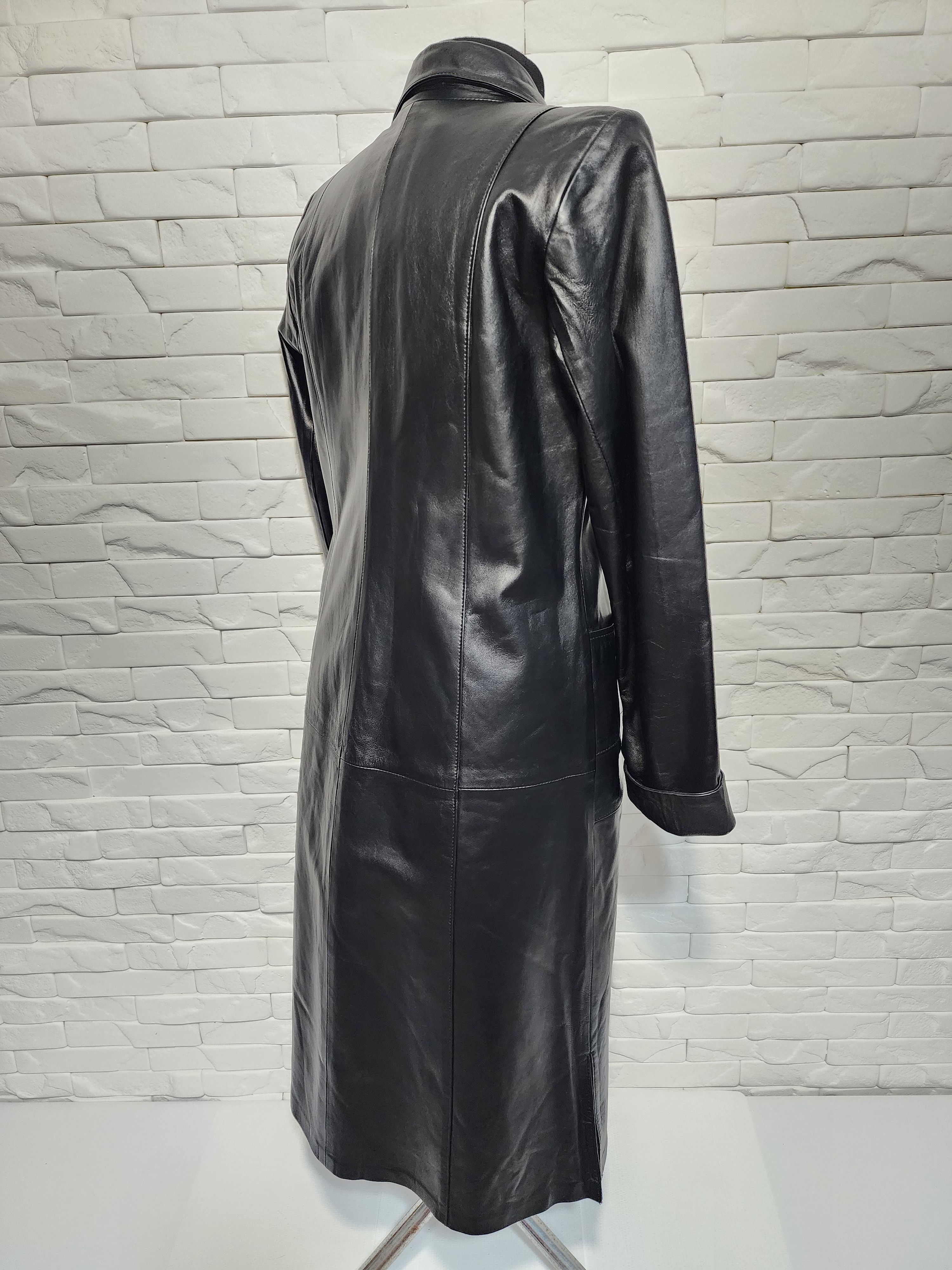 Genuine Leather Women black leather raincoat. Size L / US 10 / IT 46 - 5 Thumbnail