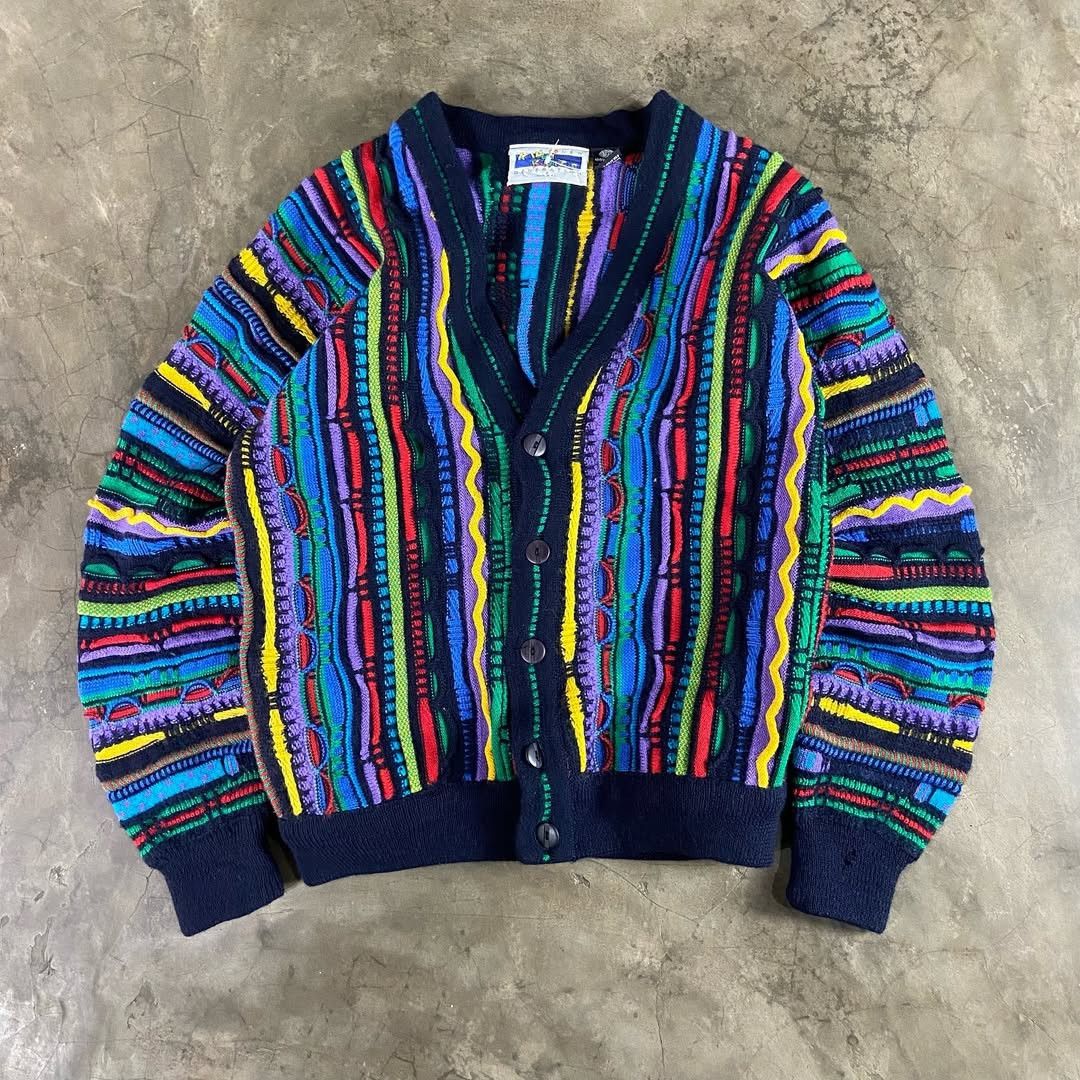 Designer × Kiwi Kiwi 3D coogi style Knit Cardigan Size US S / EU 44-46 / 1 - 1 Thumbnail