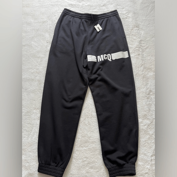 image of Mcq Alexander Mcqueen Mcq By Alexander Mcqueen Redacted Logo Sweatpants Black Whit, Men's (Size 34)