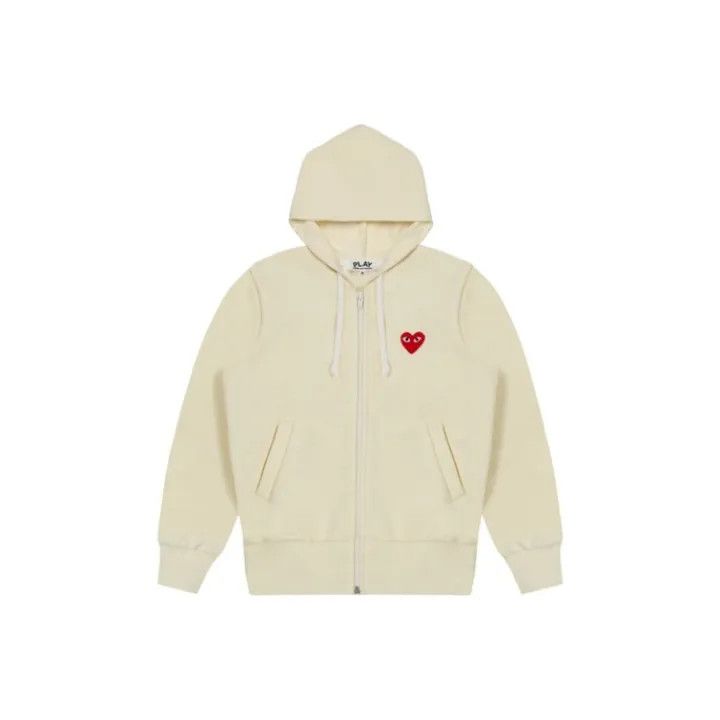 Comme des Garcons Comme des Garçons Play Ivory Hooded Zip Sweatshirt 0079 Size S / US 4 / IT 40 - 1 Thumbnail