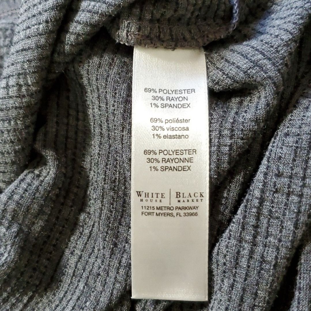 White House Black Market WHBM Size M Top Blouse Off Shoulder 3/4 Sleeve Grey Smocked Size M / US 6-8 / IT 42-44 - 8 Thumbnail