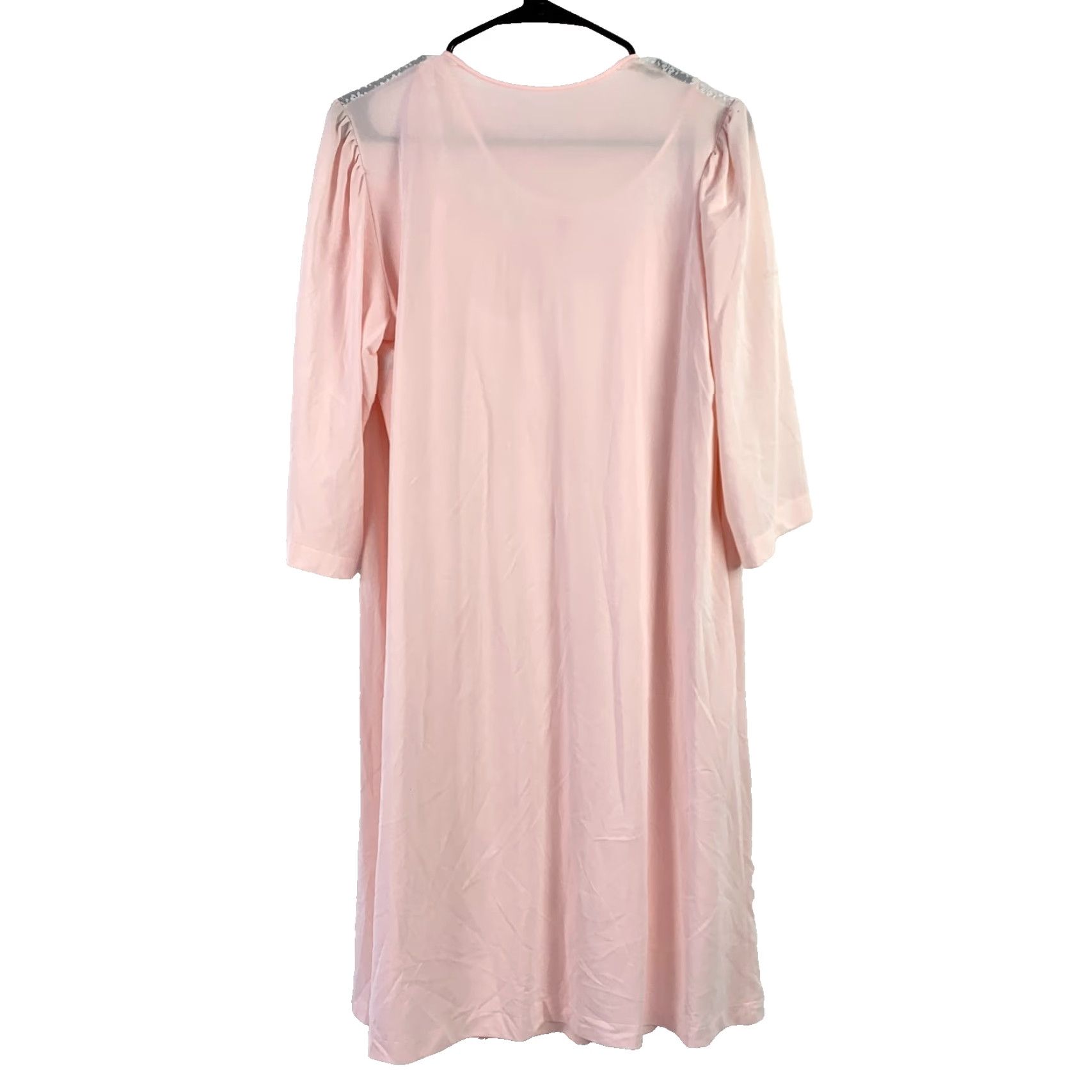 Vintage VINTAGE Lorraine Pink Nylon Nightie Nightgown Robe Set Medium 1990s Women's Pink Nylon Nightie Robe Lorraine Vintage Size ONE SIZE - 3 Thumbnail