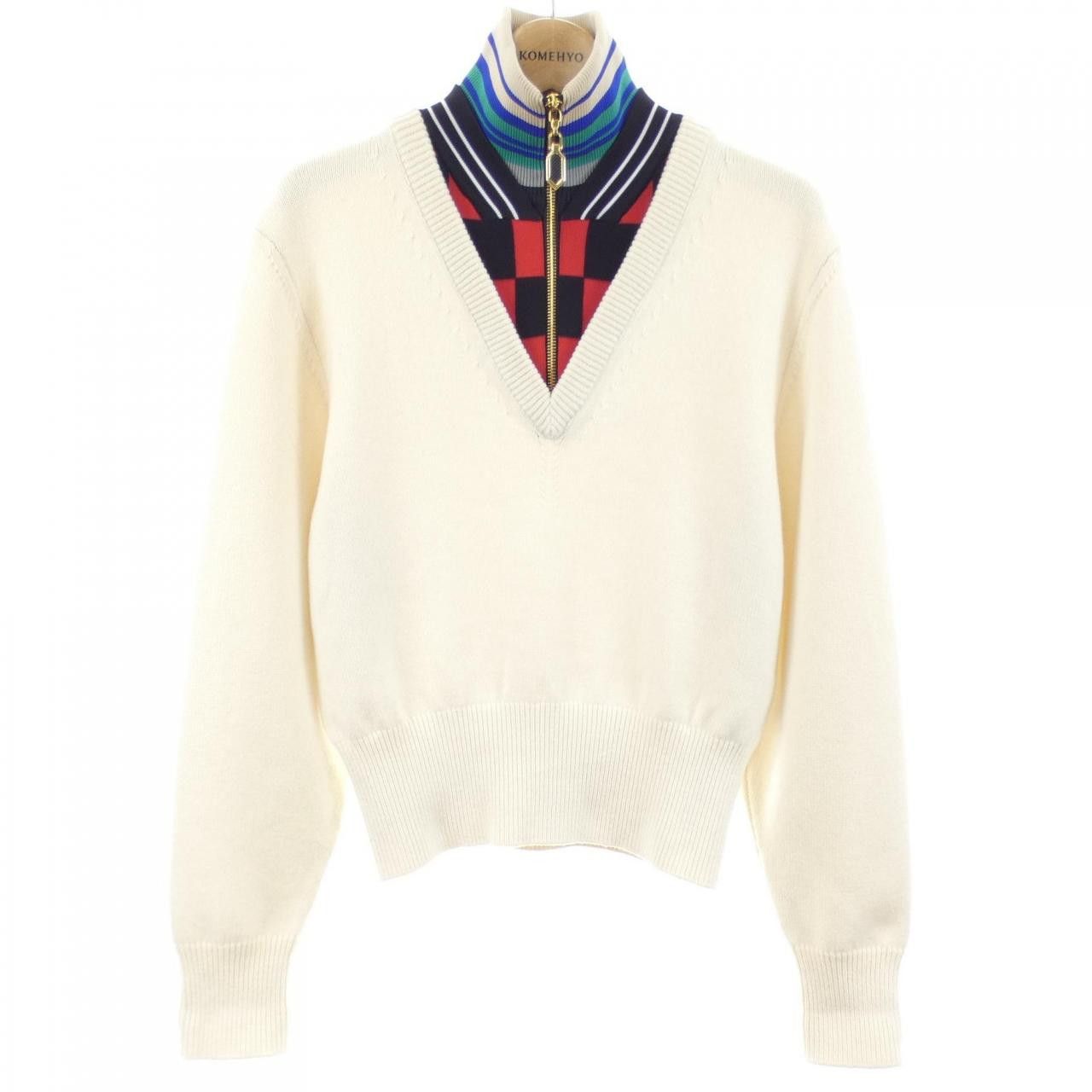Louis Vuitton Louis Vuitton Louis Vuitton Cashmere Blend Knit Textile Tops FHKL63RZC DUTY FREE for USA Size ONE SIZE - 1 Thumbnail