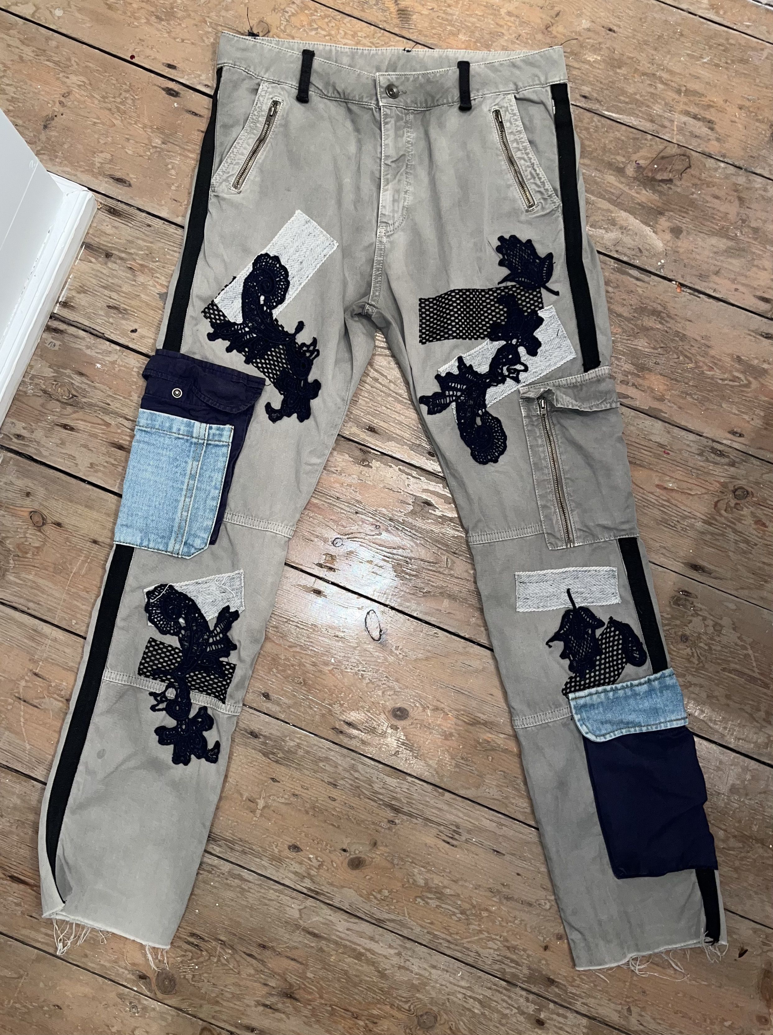 James Long × Japanese Brand Avant Garde Appliqué Patchwork Trousers Size US 30 / EU 46 - 1 Thumbnail
