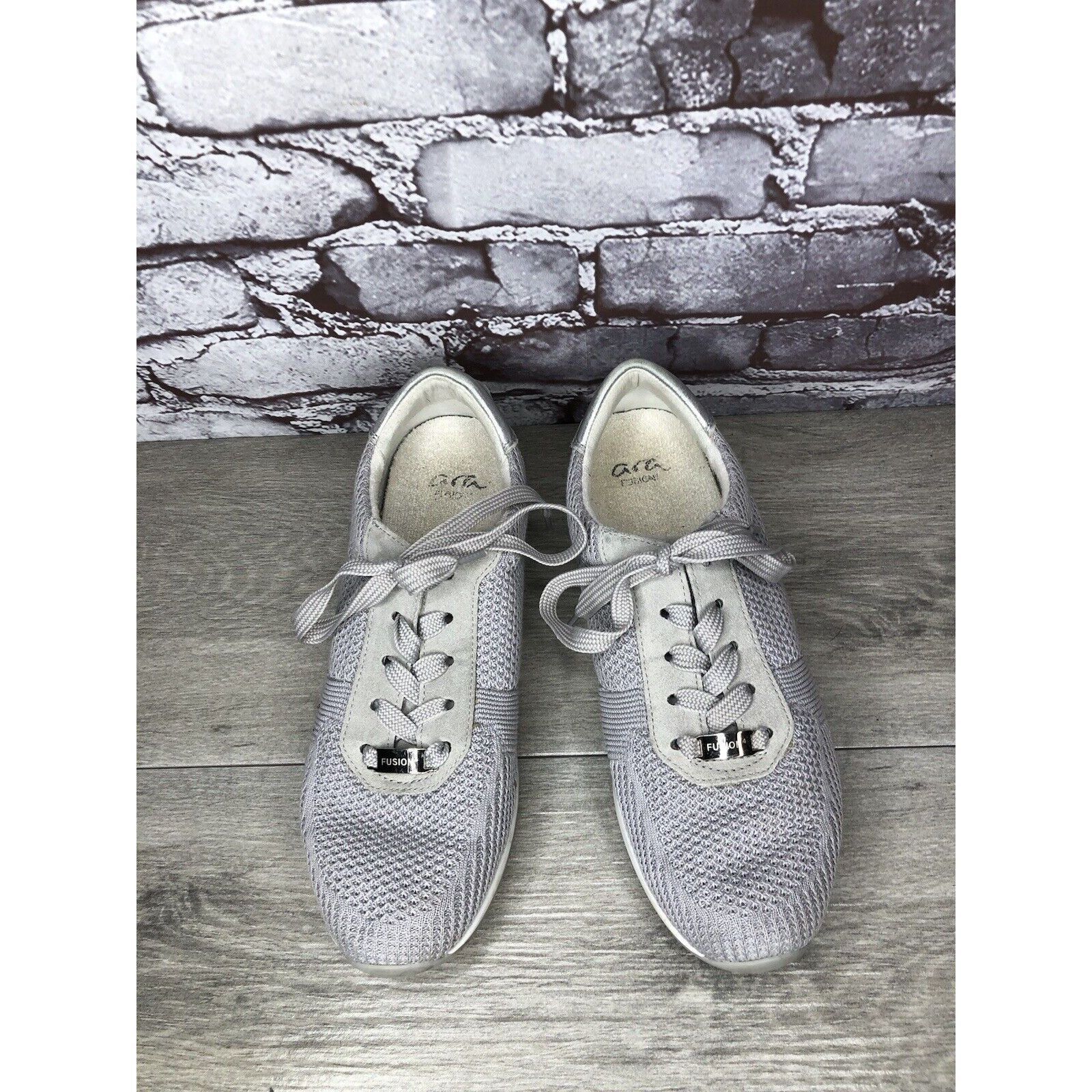 Other Ara Light Gray Knit Fabric Lace Up Casual Sneakers Women Sz Size US 9.5 / IT 39.5 - 17 Thumbnail
