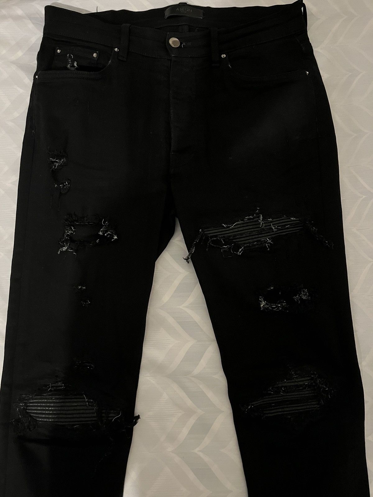 AMIRI MX1 ジーンズ　黒 　34サイズ Amiri MX1 Leather Patch Jeans Black Black