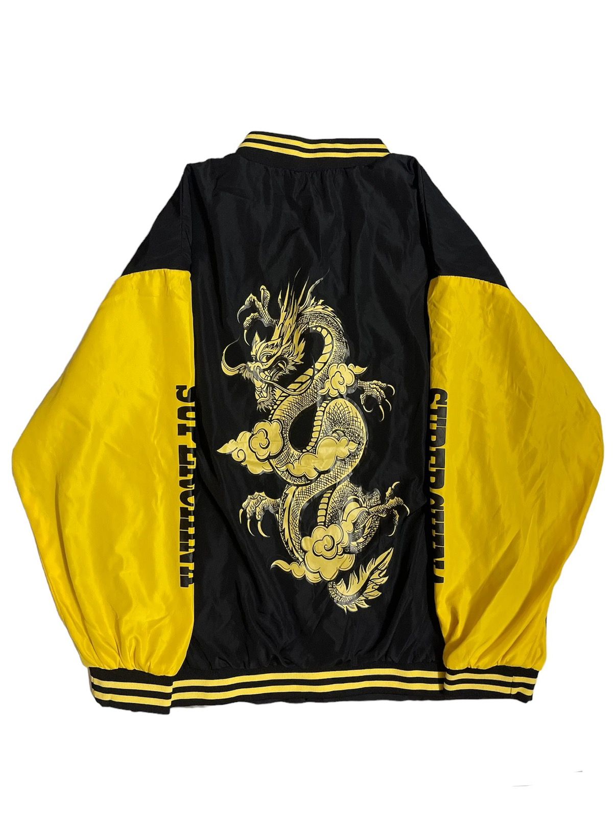 Pre-owned Sukajan Souvenir Jacket X Vintage Vtg Sukajan Dragonfly Super China Cheongsam Design Jacket In Yellow