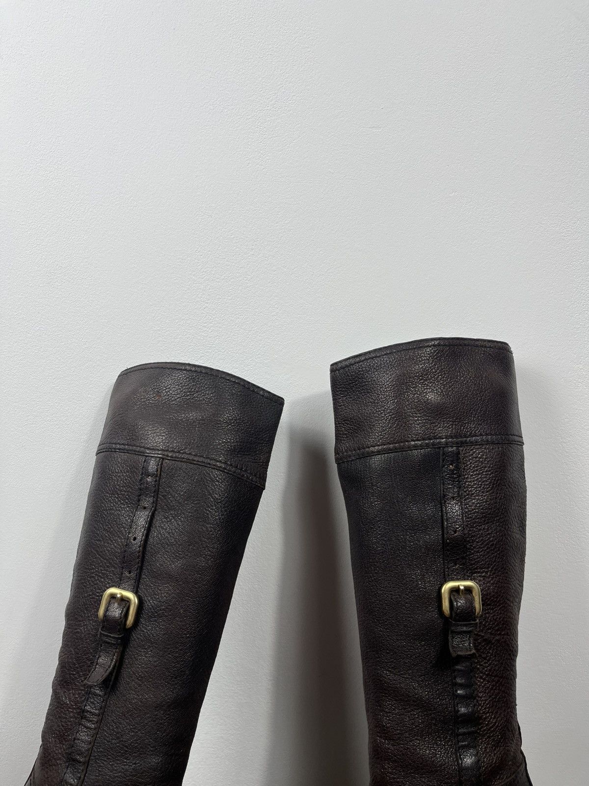 Prada Prada Brown Leather Knee High Boots Block Heel Vintage EU 36 Size US 5 / IT 35 - 4 Thumbnail