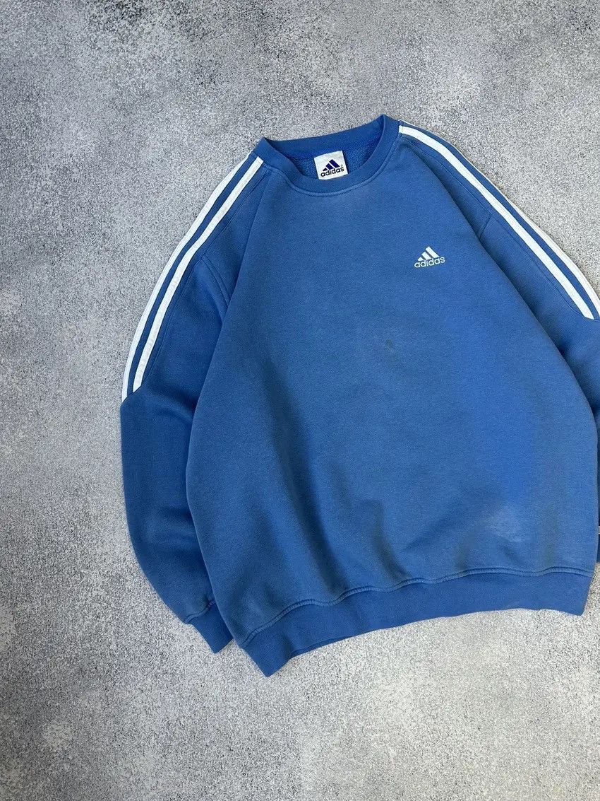 Adidas × Vintage Vintage Adidas 90s Blue Crewneck Sweatshirt Size US M / EU 48-50 / 2 - 3 Thumbnail