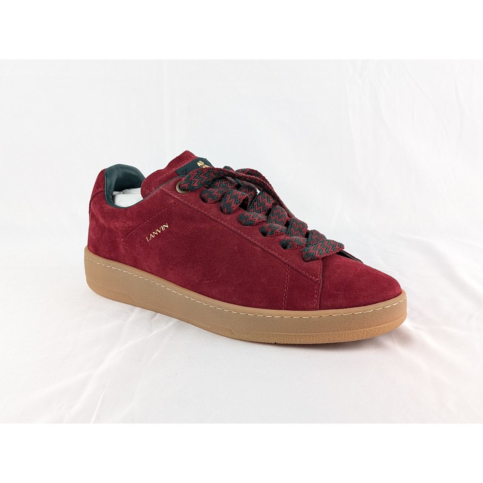Lanvin o1rshd1 Lite Curb Low-Top Sneakers in Burgundy & Dark Green Size US 9 / EU 42 - 1 Thumbnail