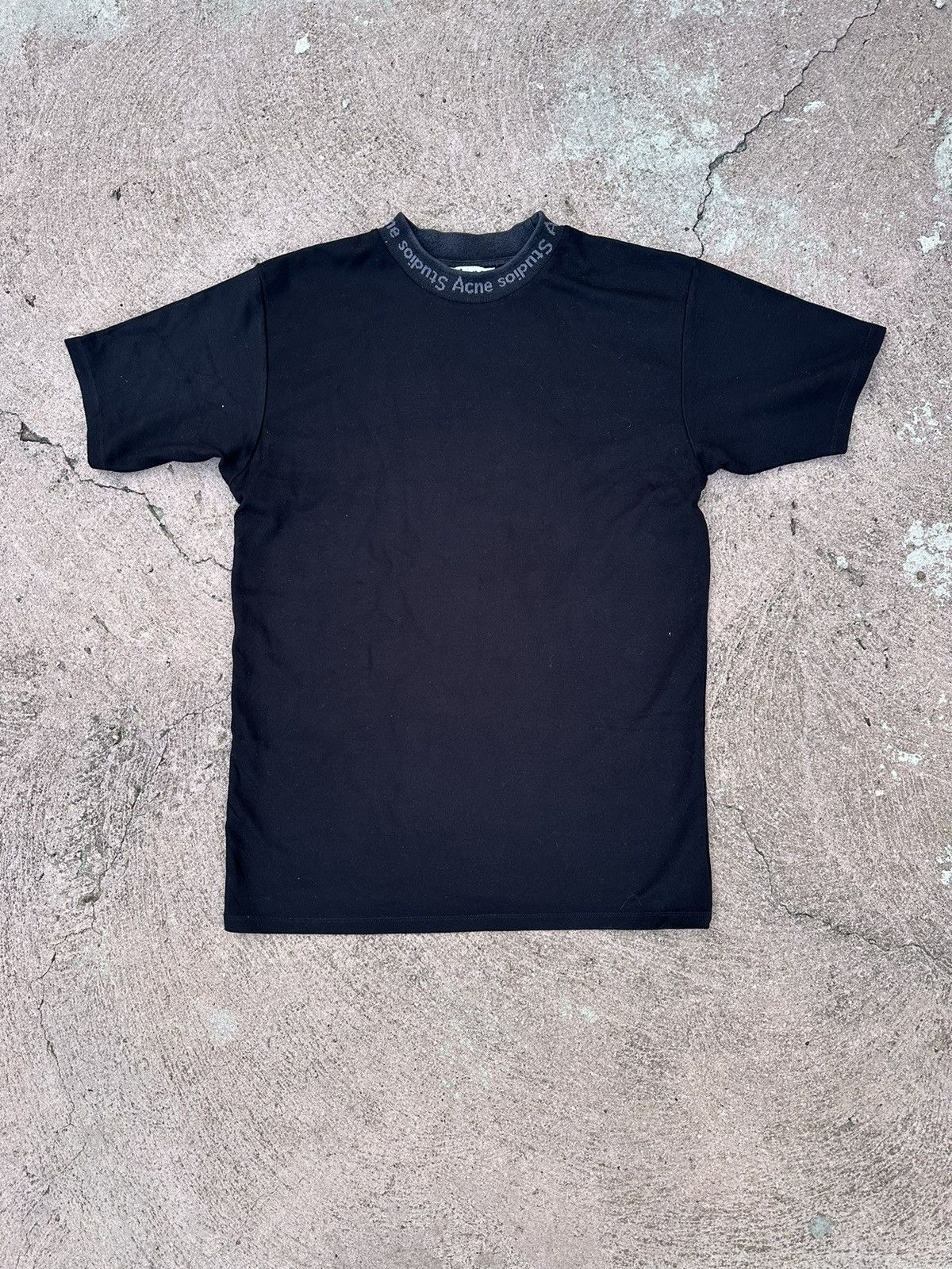 image of Acne Studios Black Ribbed Logo T Shirt Tee, Men's (Size Small)